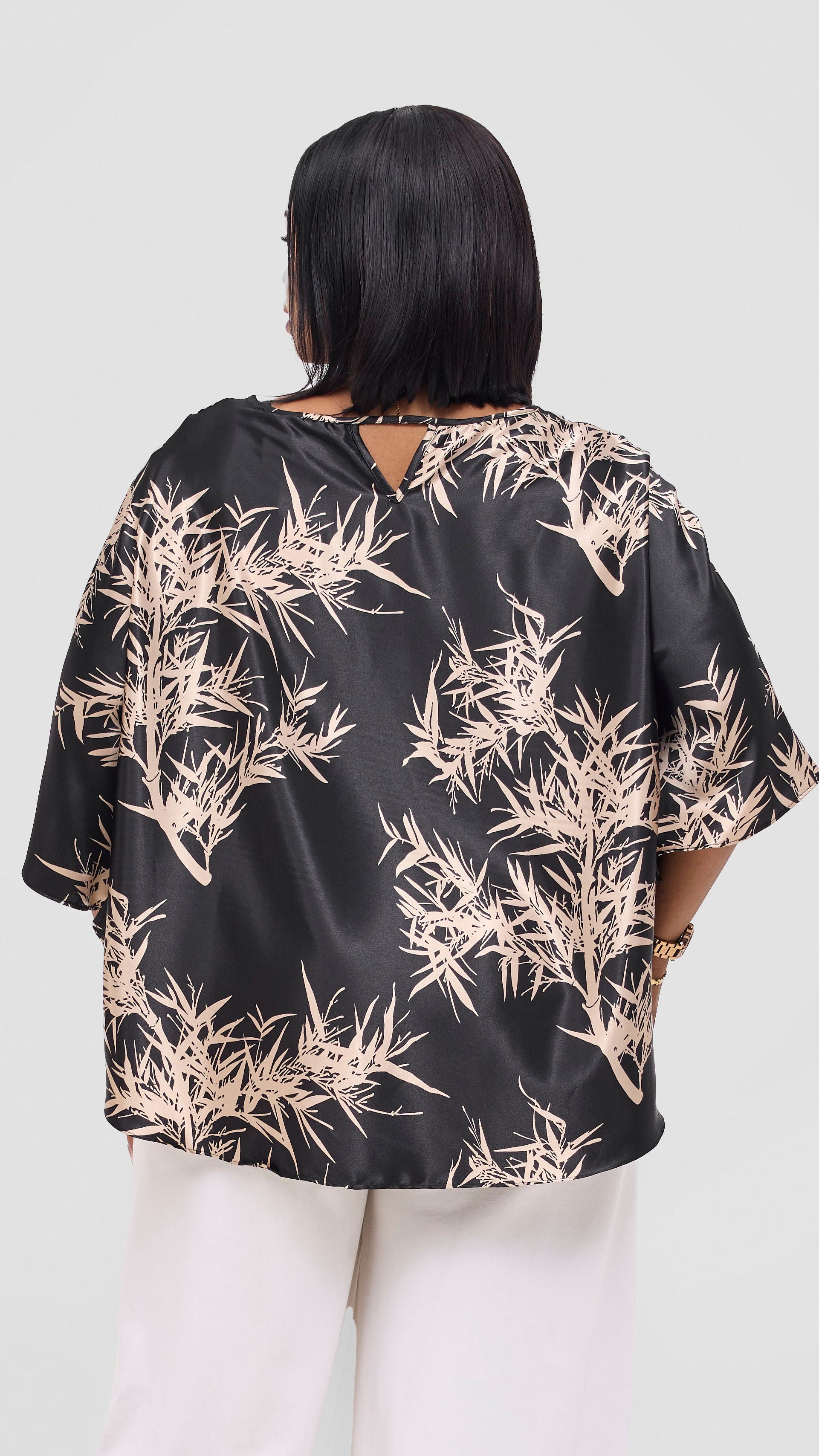 Vivo Keza Circular Loose Top - Black / Gold Clay Print