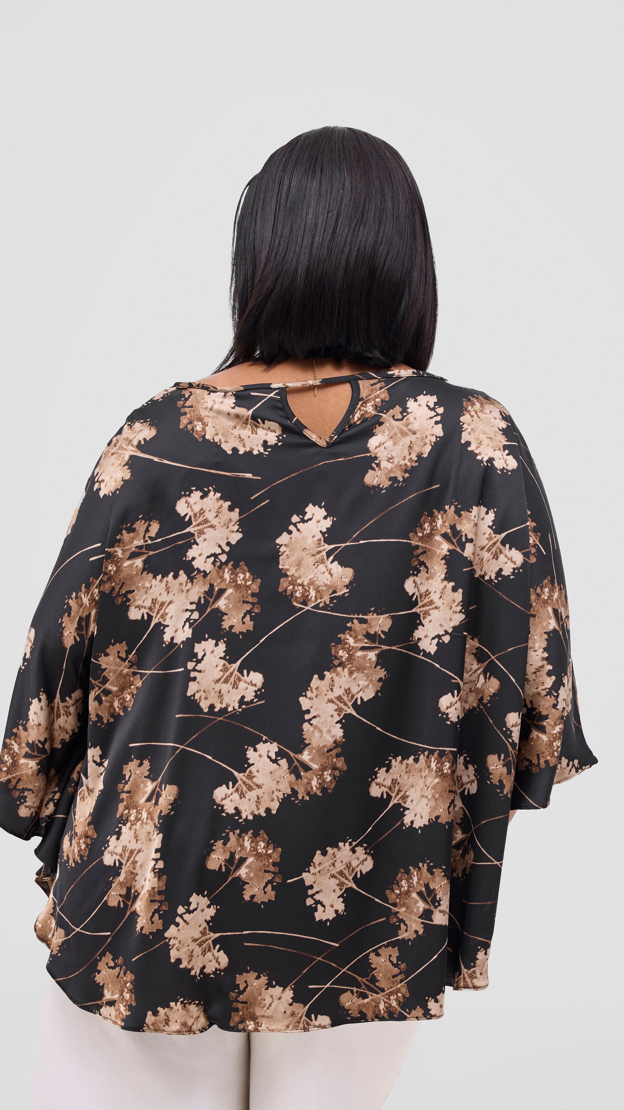 Vivo Keza Circular Loose Top - Black / Taupe Aez Print