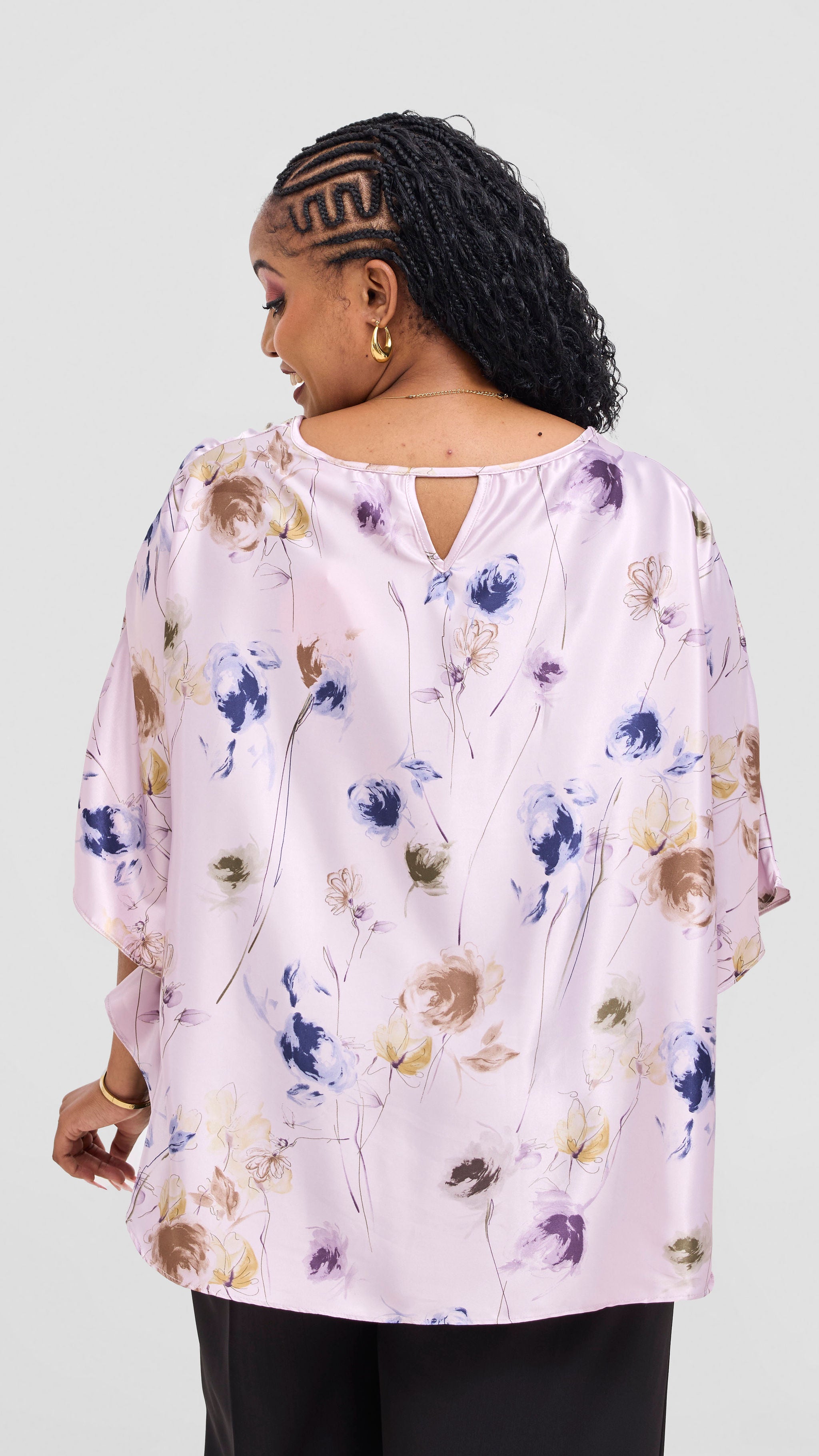 Vivo Keza Circular Loose Top - Lilac / Navy Willow Print