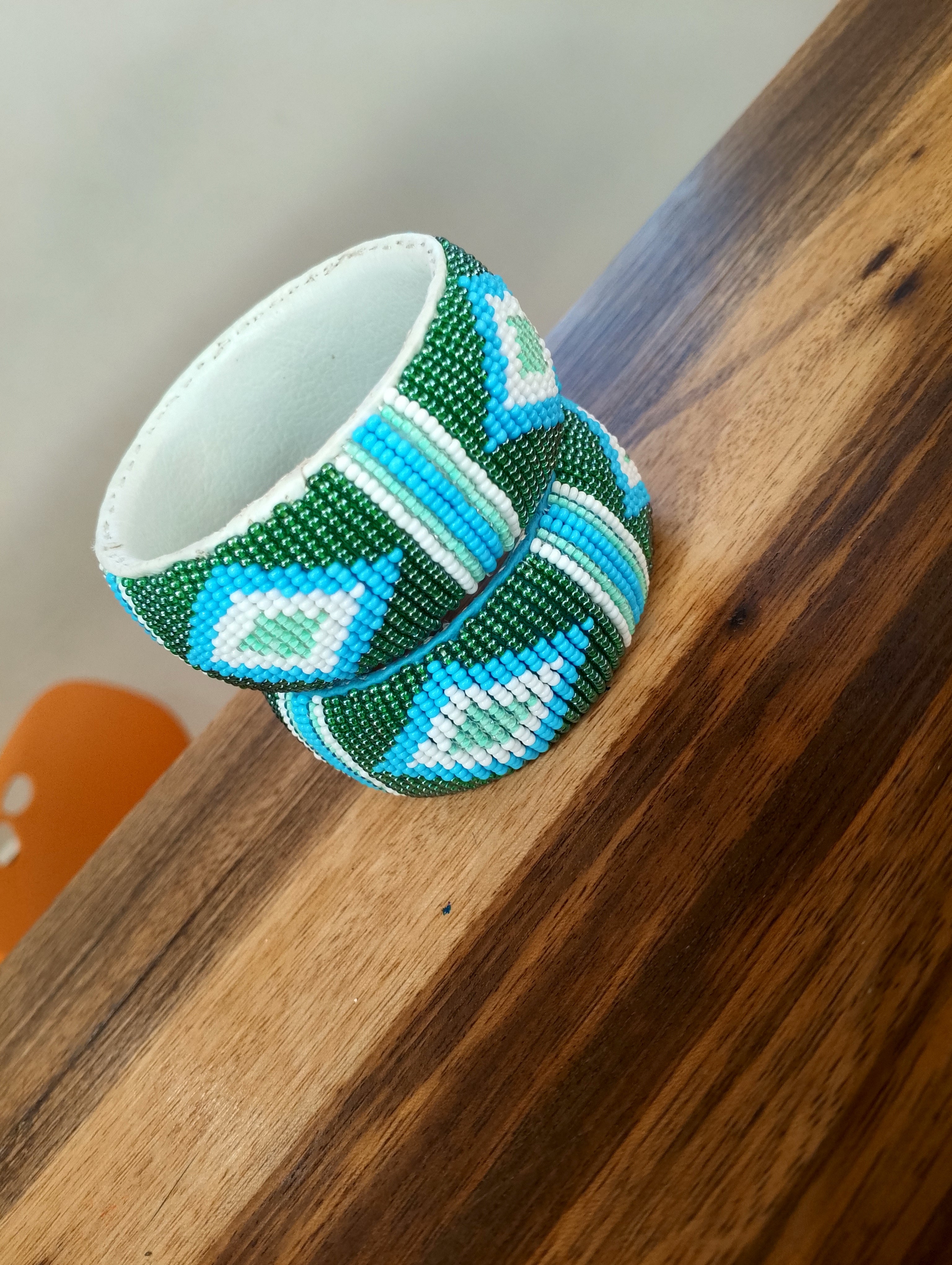 Lisa Leather Beaded Bracelet - Multi-Dark Green