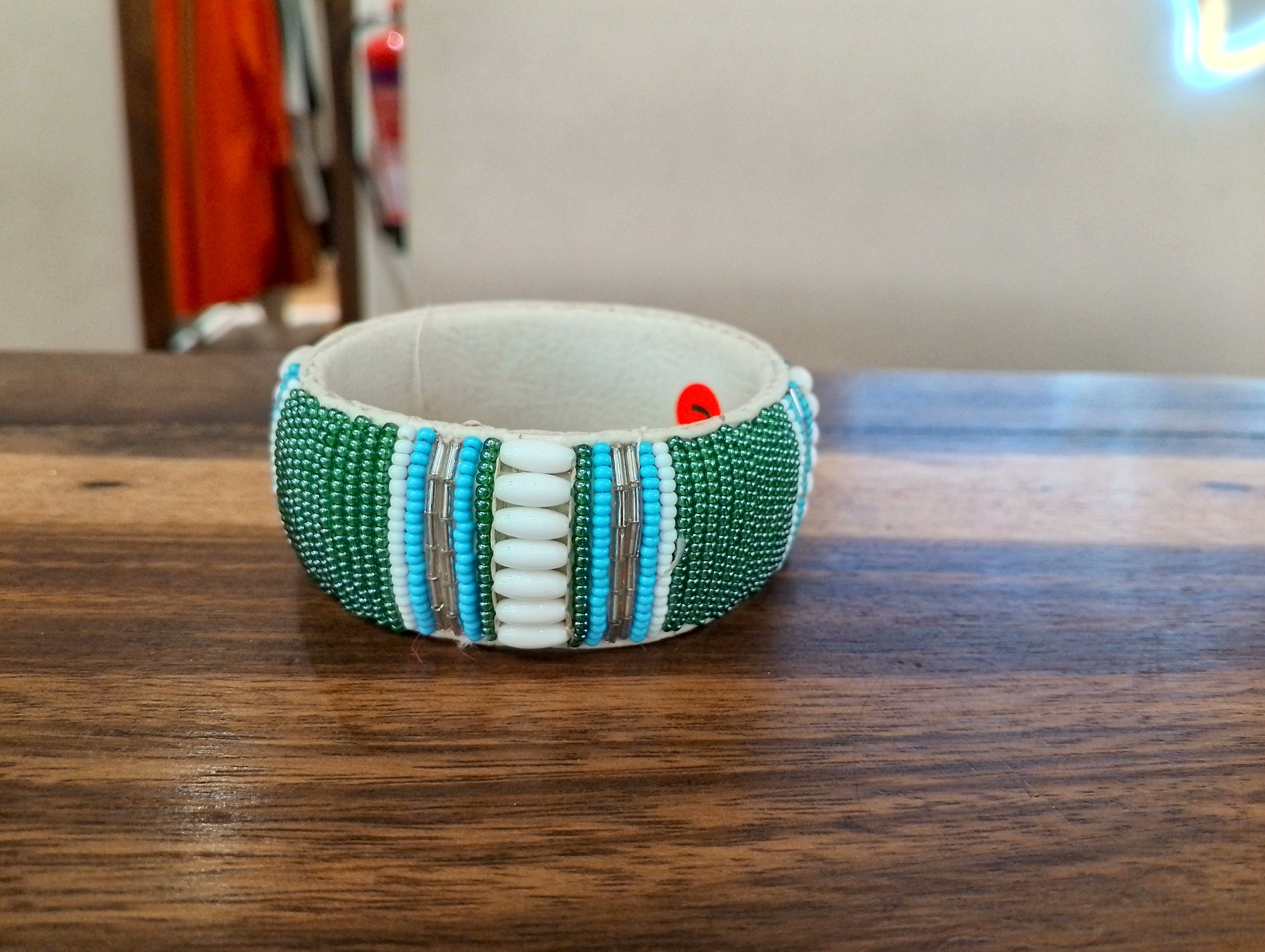 Lisa Leather Beaded Bracelet - Multi-Green / Blue