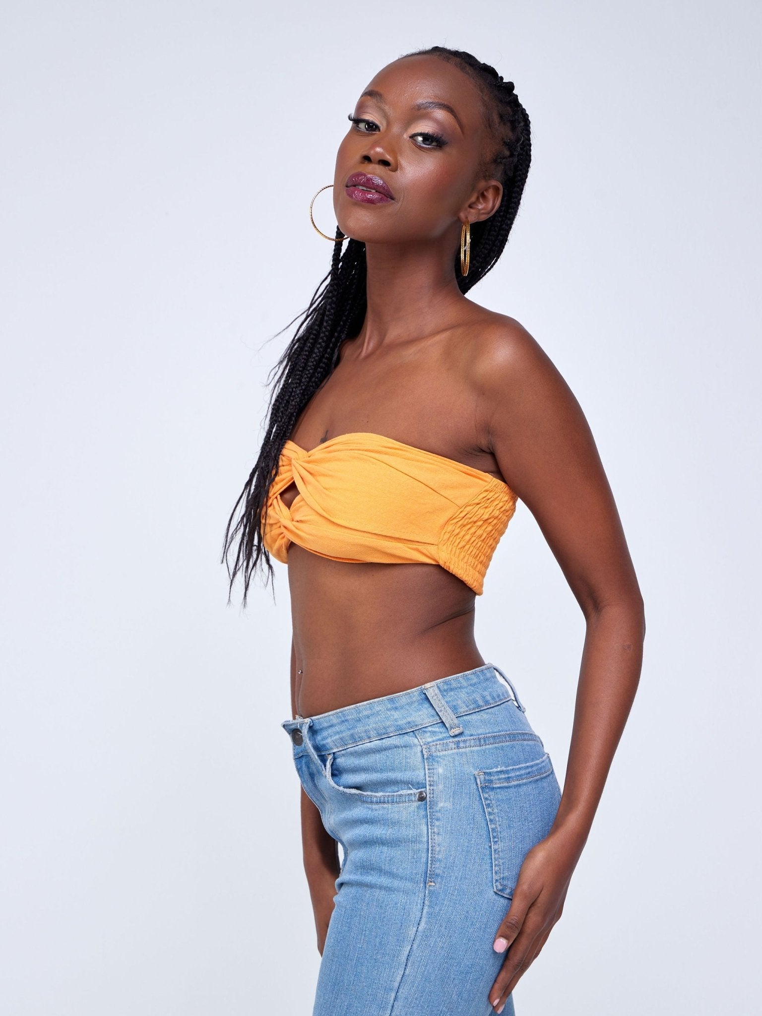 Lola Double Knot Cut-out Bandeau - Orange - Shopzetu