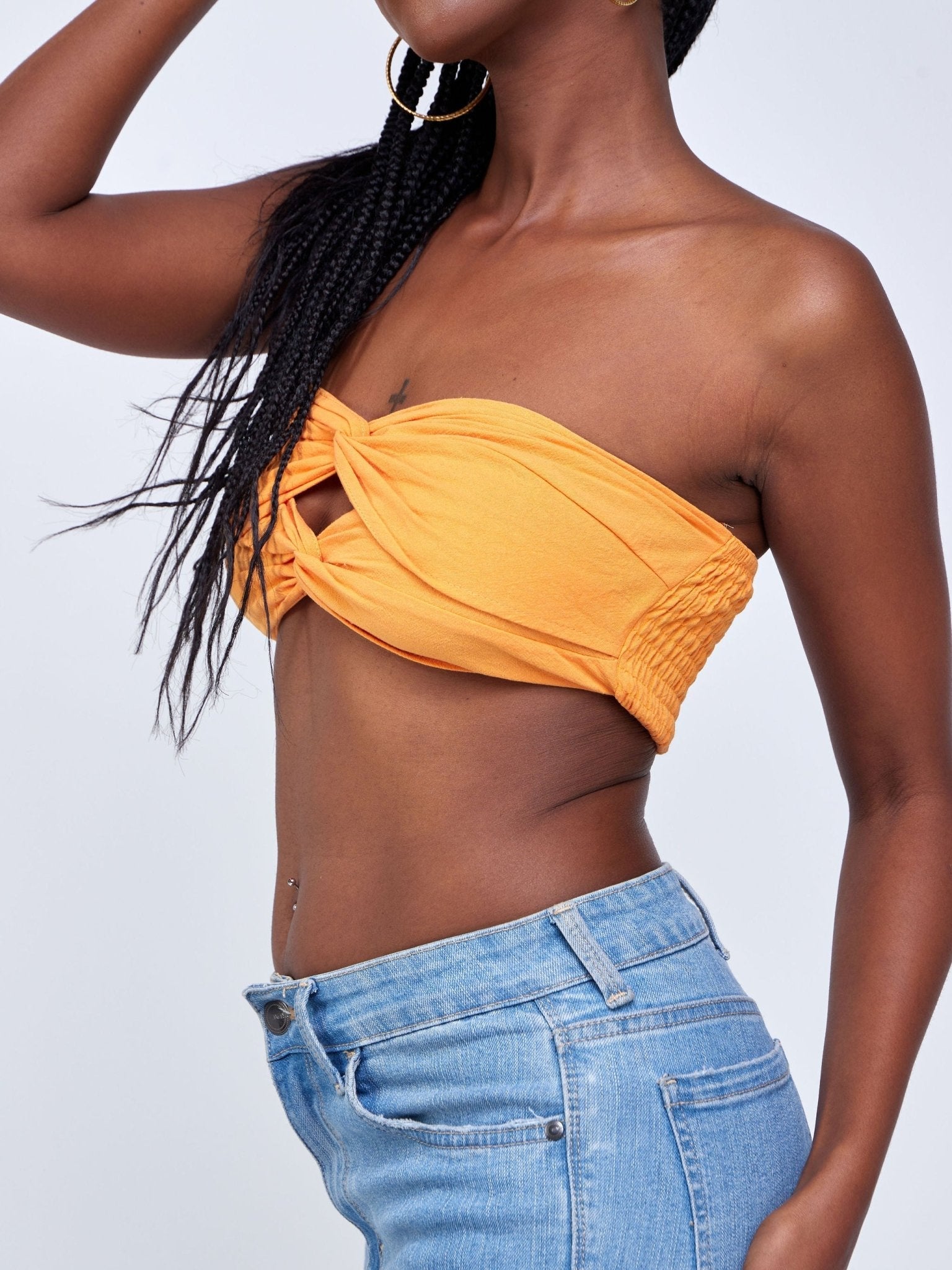 Lola Double Knot Cut-out Bandeau - Orange - Shopzetu