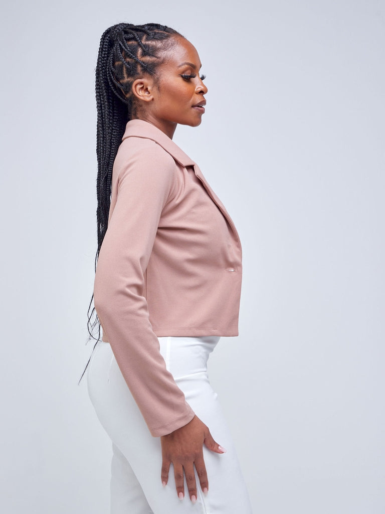 Popular 21 Class Crop Jacket Blazer - Nude - Shopzetu