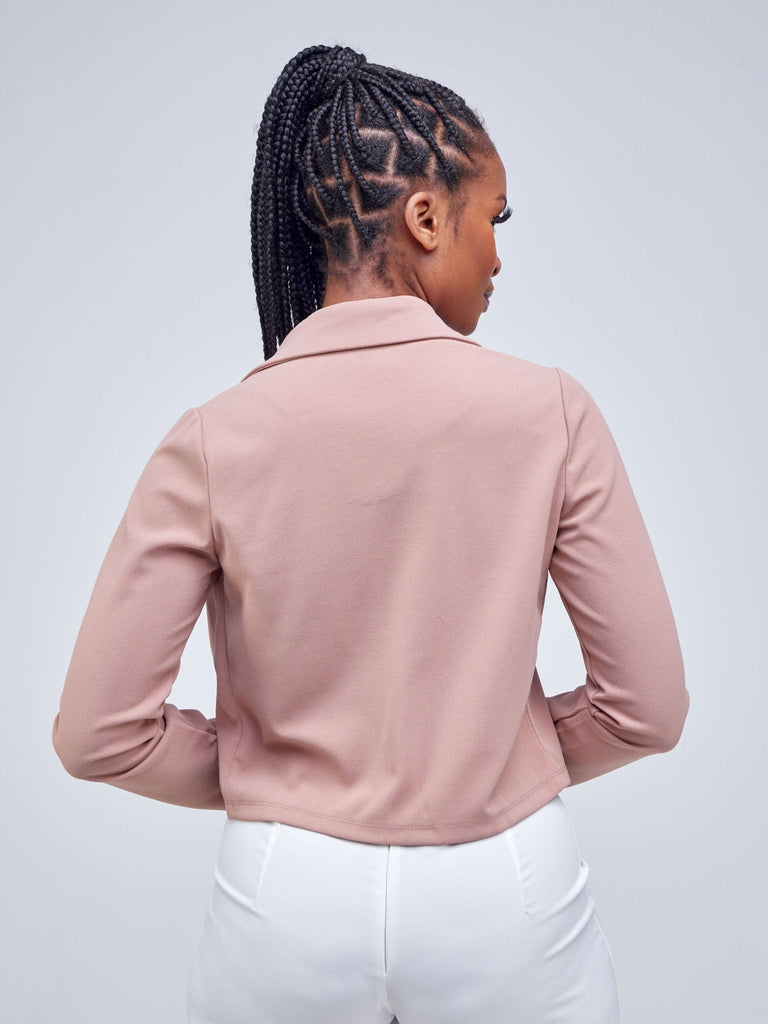 Popular 21 Class Crop Jacket Blazer - Nude - Shopzetu