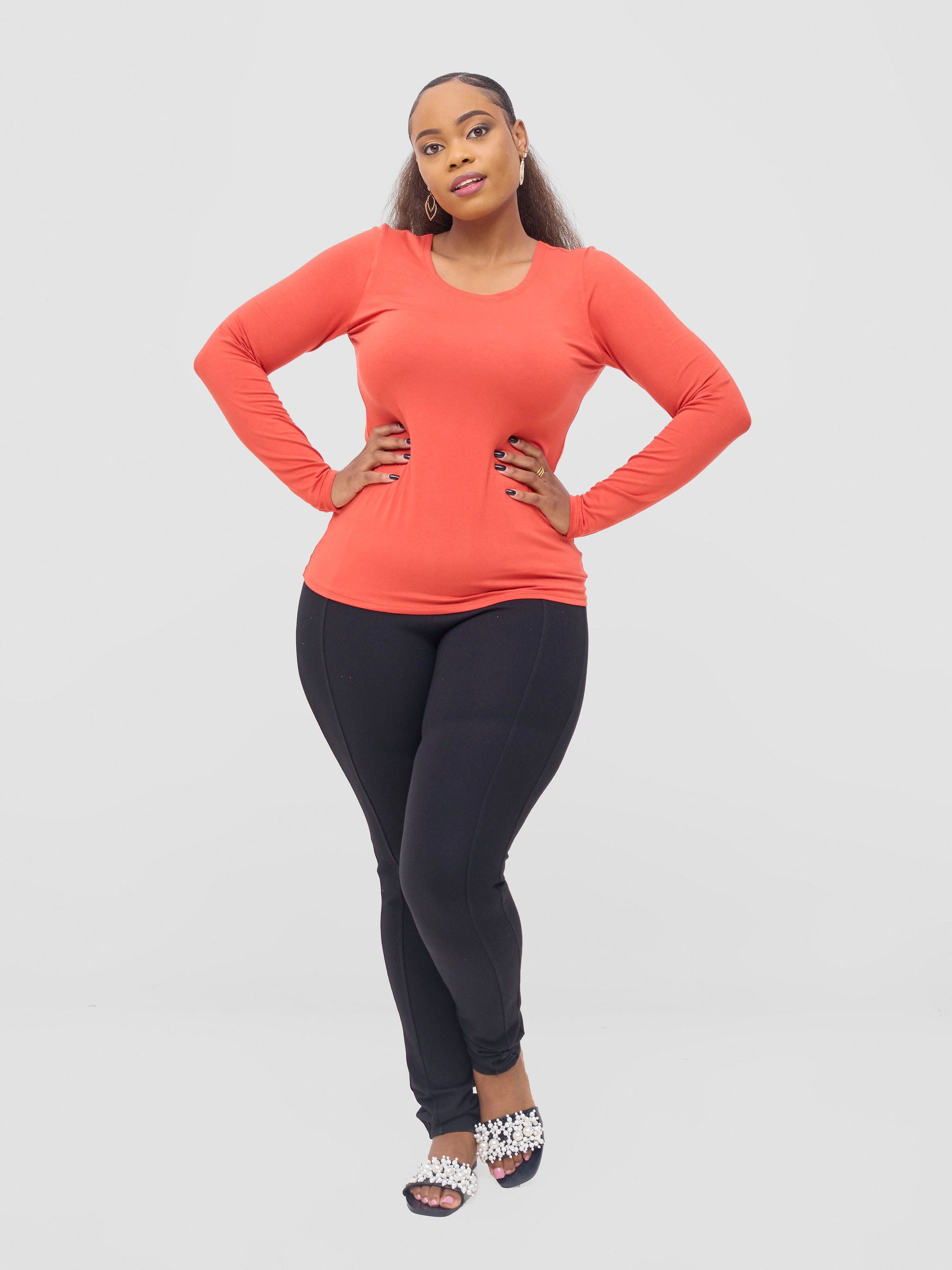 Vivo Basic Long Sleeved Top - Rust