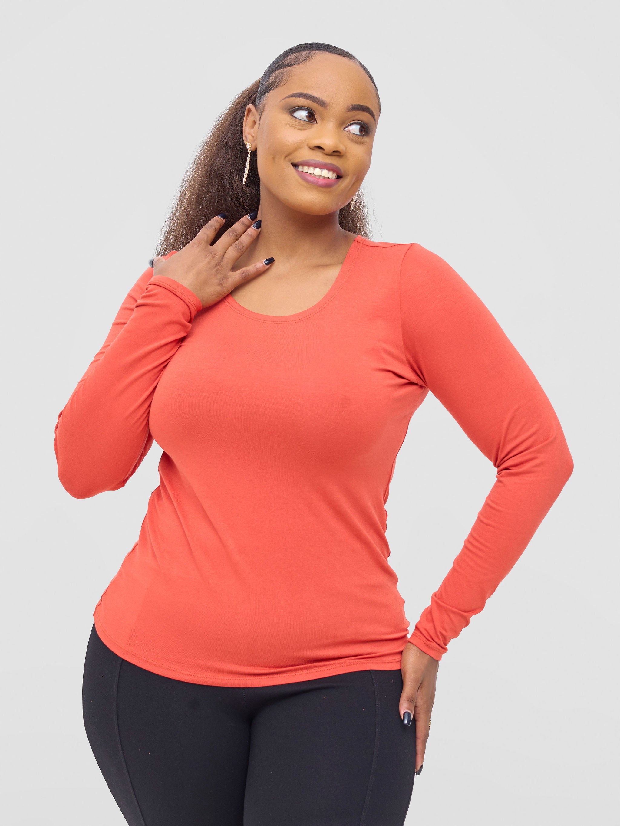 Vivo Basic Long Sleeved Top - Rust