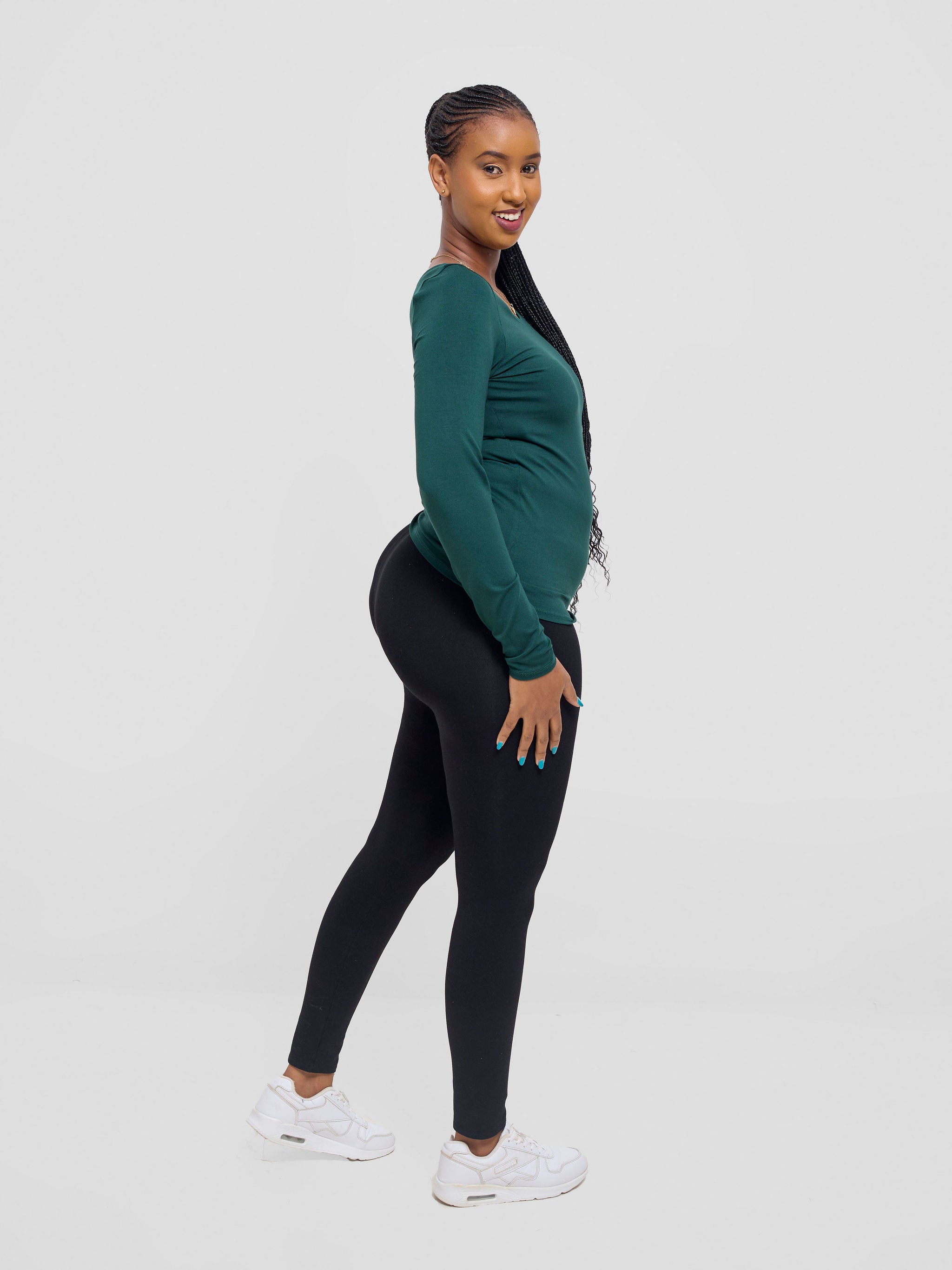 Vivo Basic Long Sleeved Top - Dark Green
