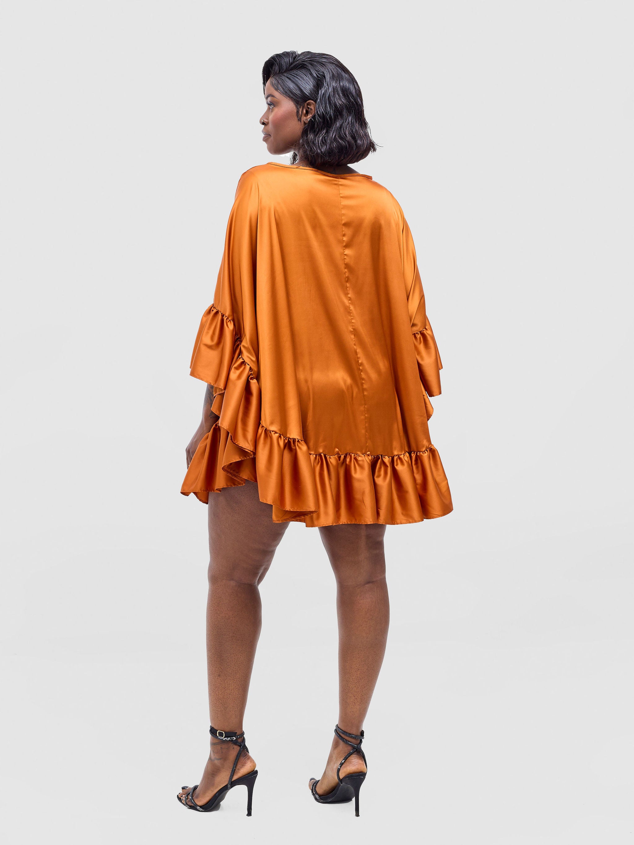 Vivo Chidii Tunic Dress With Frills - Burnt Orange