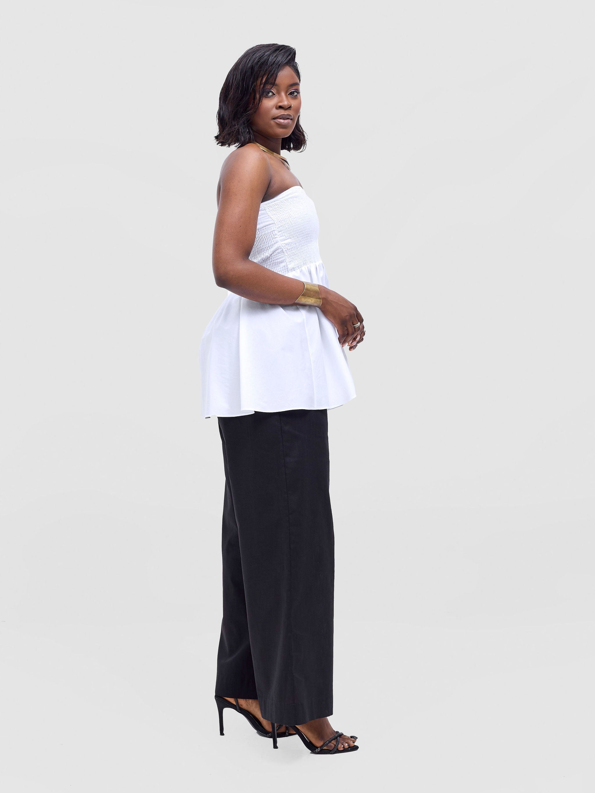 Safari Tiwa Shirred Top - White