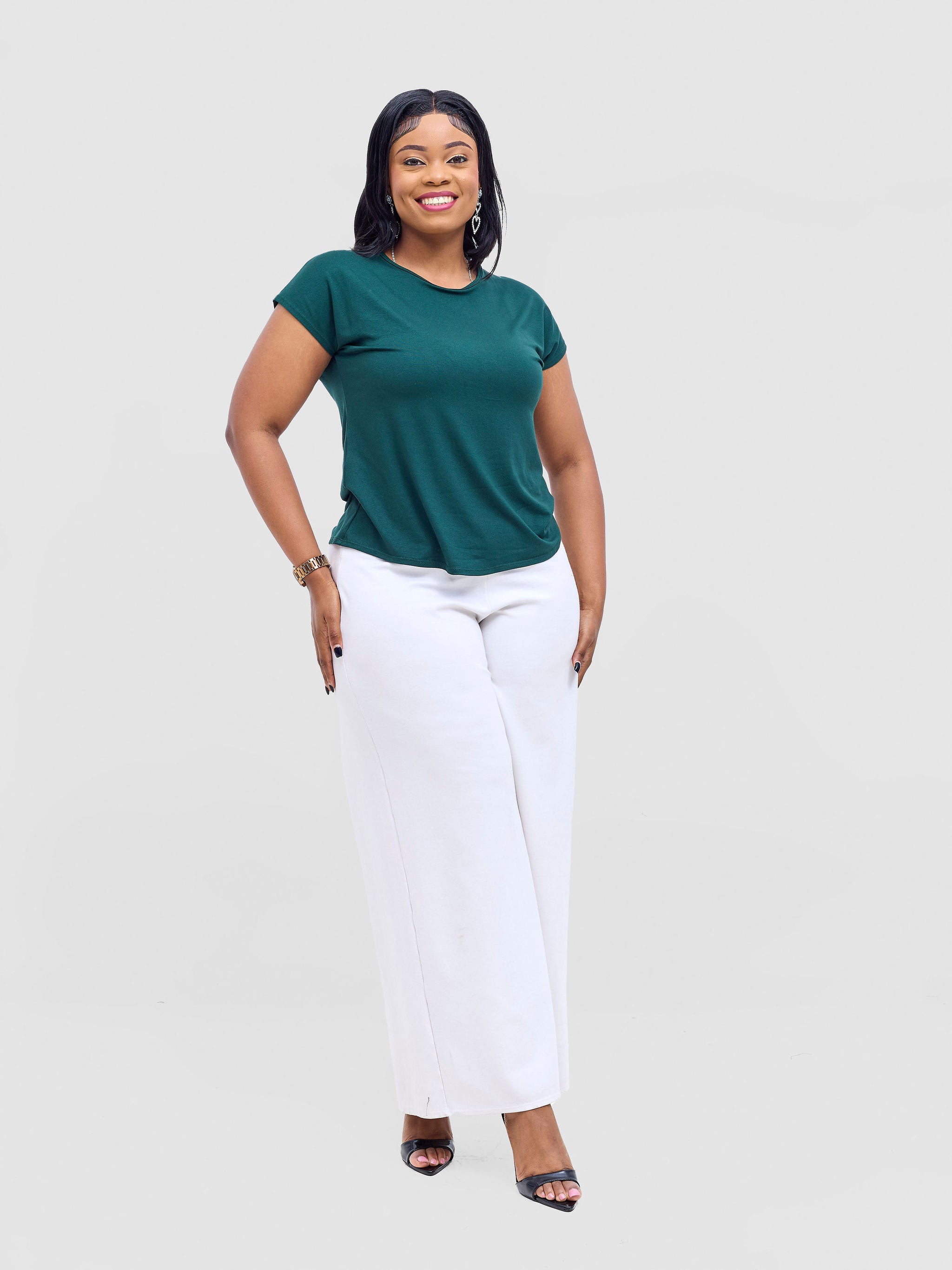 Vivo Basic Drop Shoulder Top - Dark Green