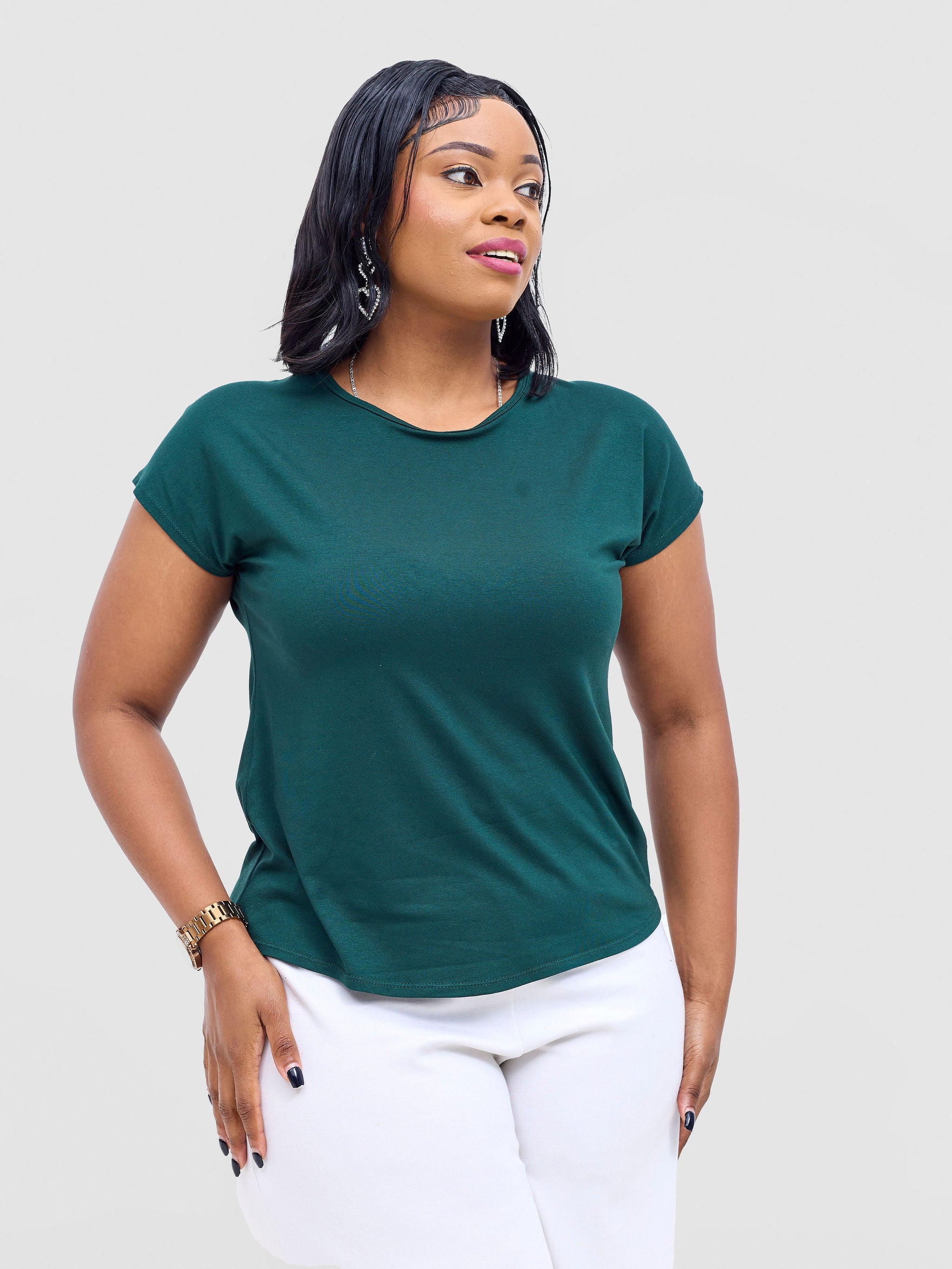 Vivo Basic Drop Shoulder Top - Dark Green