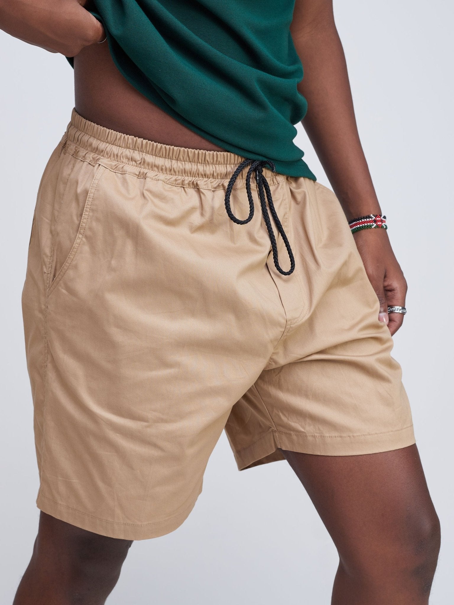 Zetu Men's Beach Shorts - Khaki Beige - Shopzetu