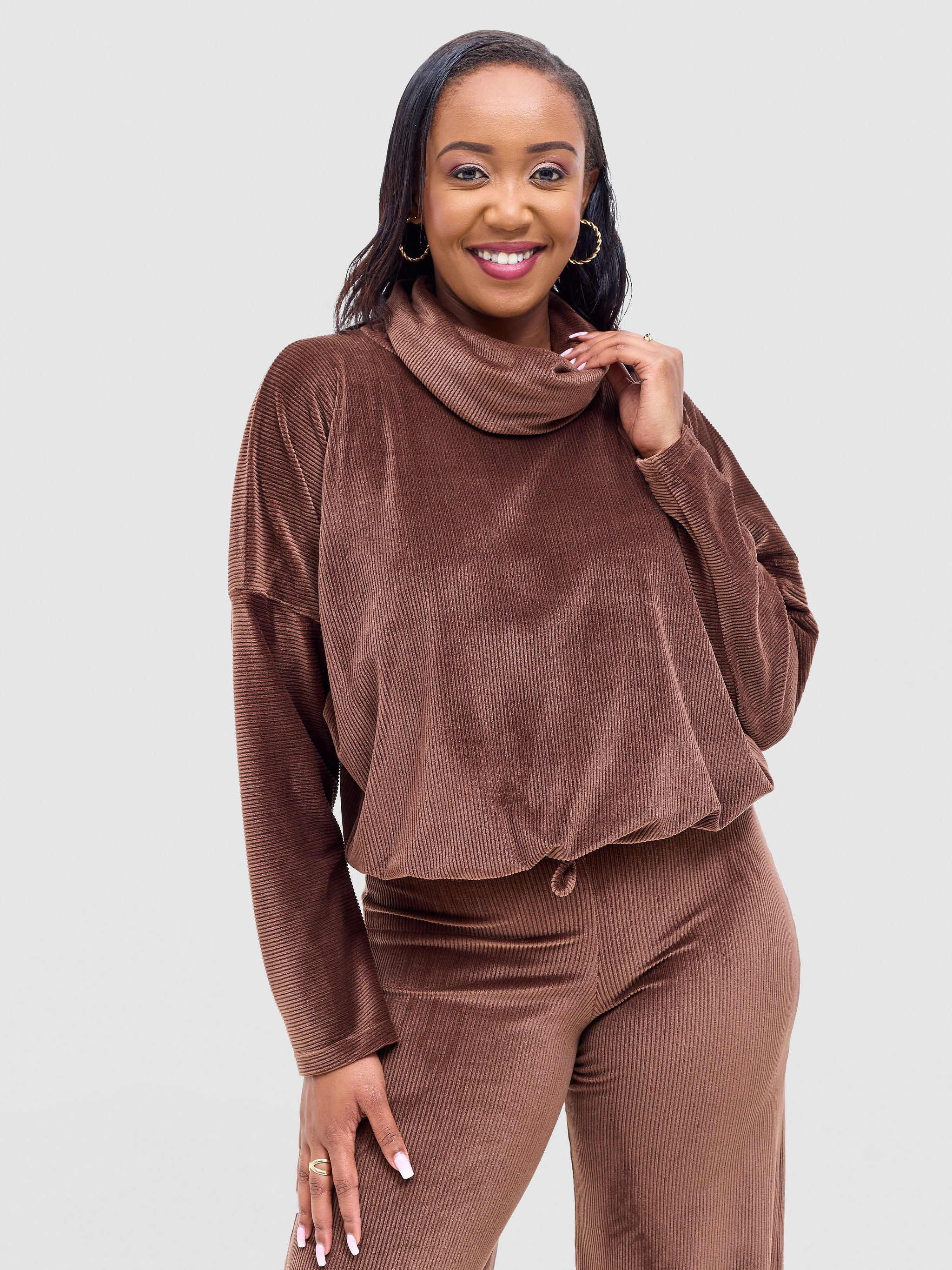 Vivo Rema Drawstring Turtleneck - Brown