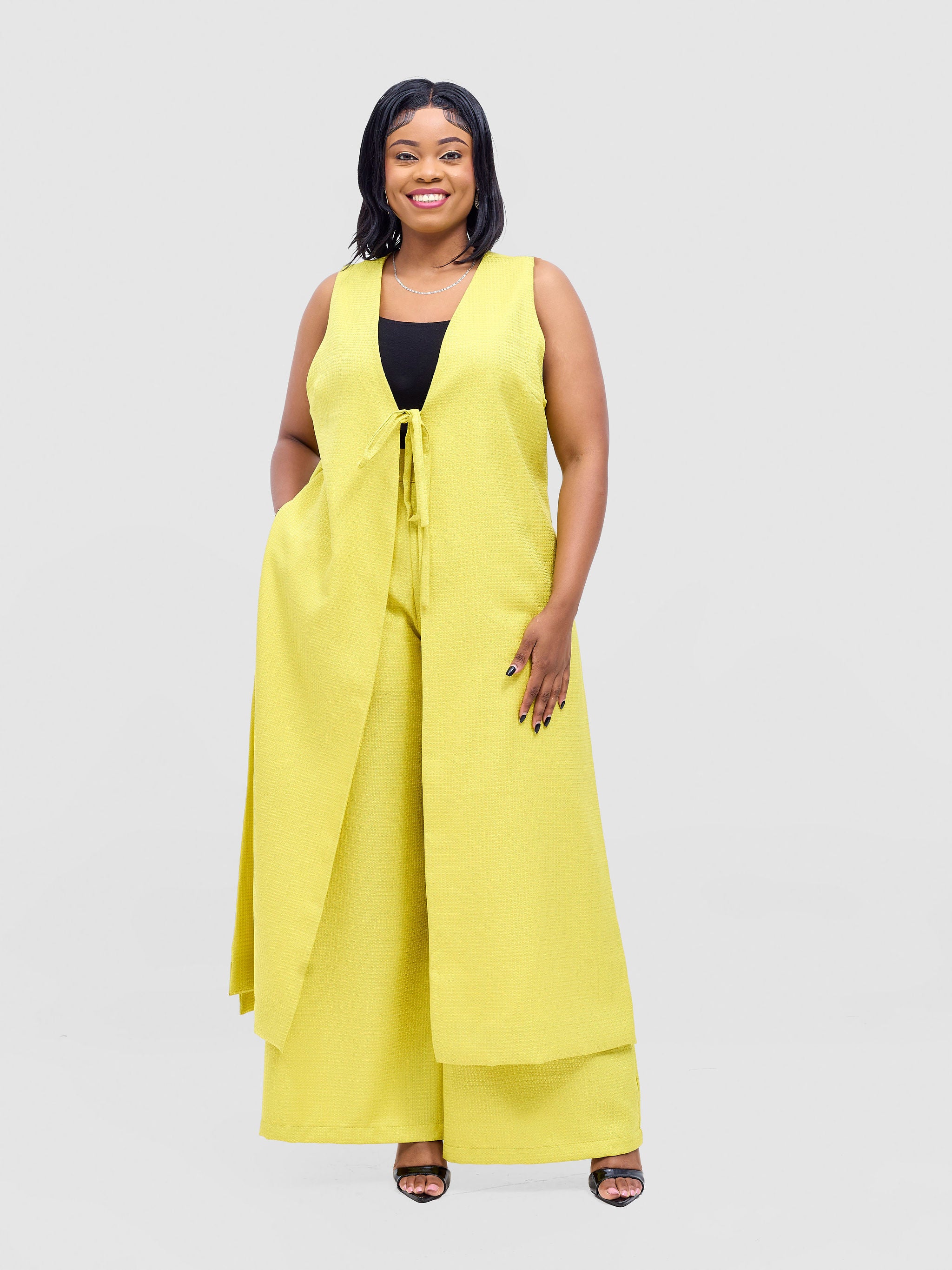 Vivo Analo Sleeveless Tie Kimono - Yellow