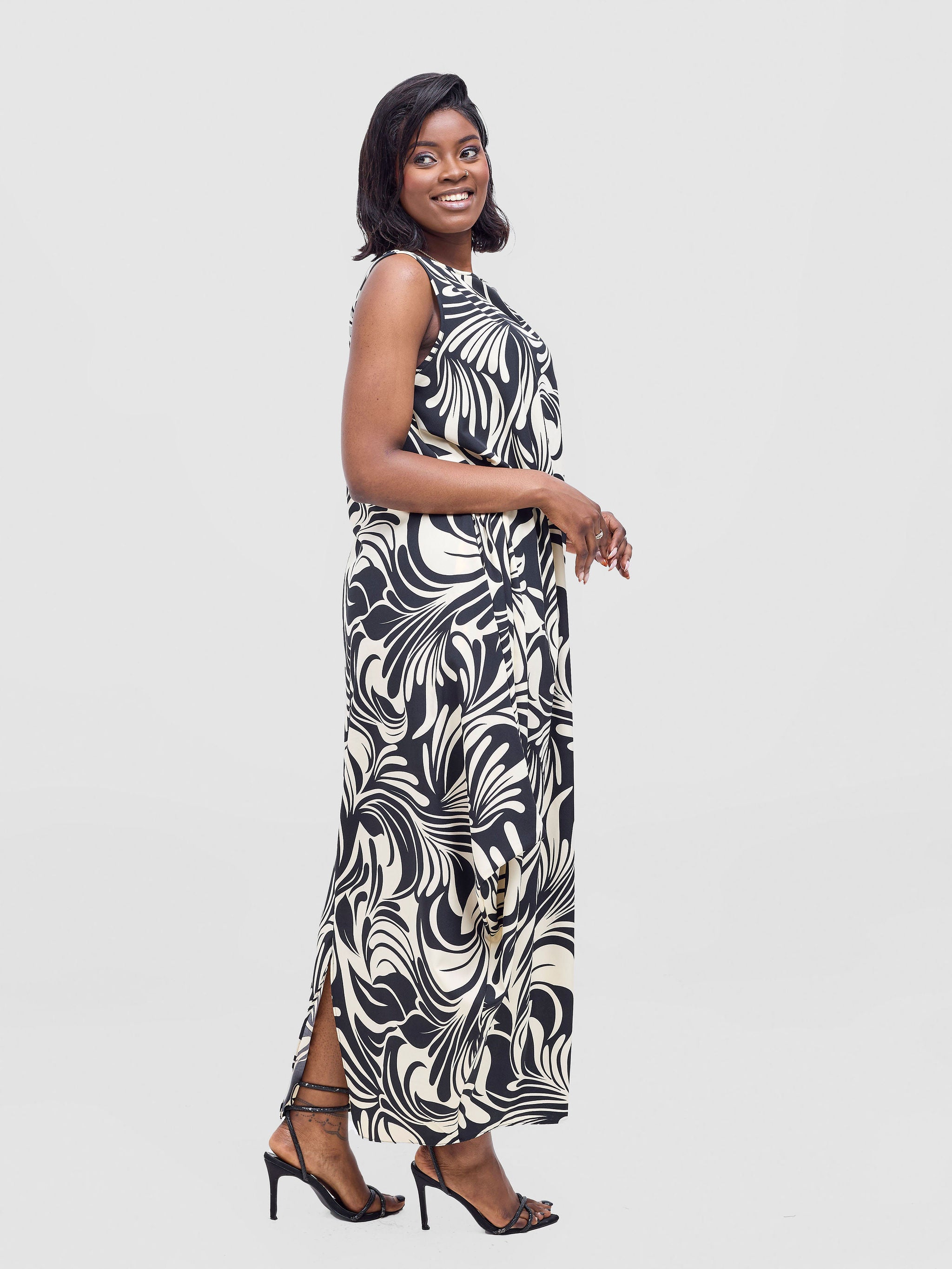 Vivo Seli Maxi Dress - Cream / Black Eli Print
