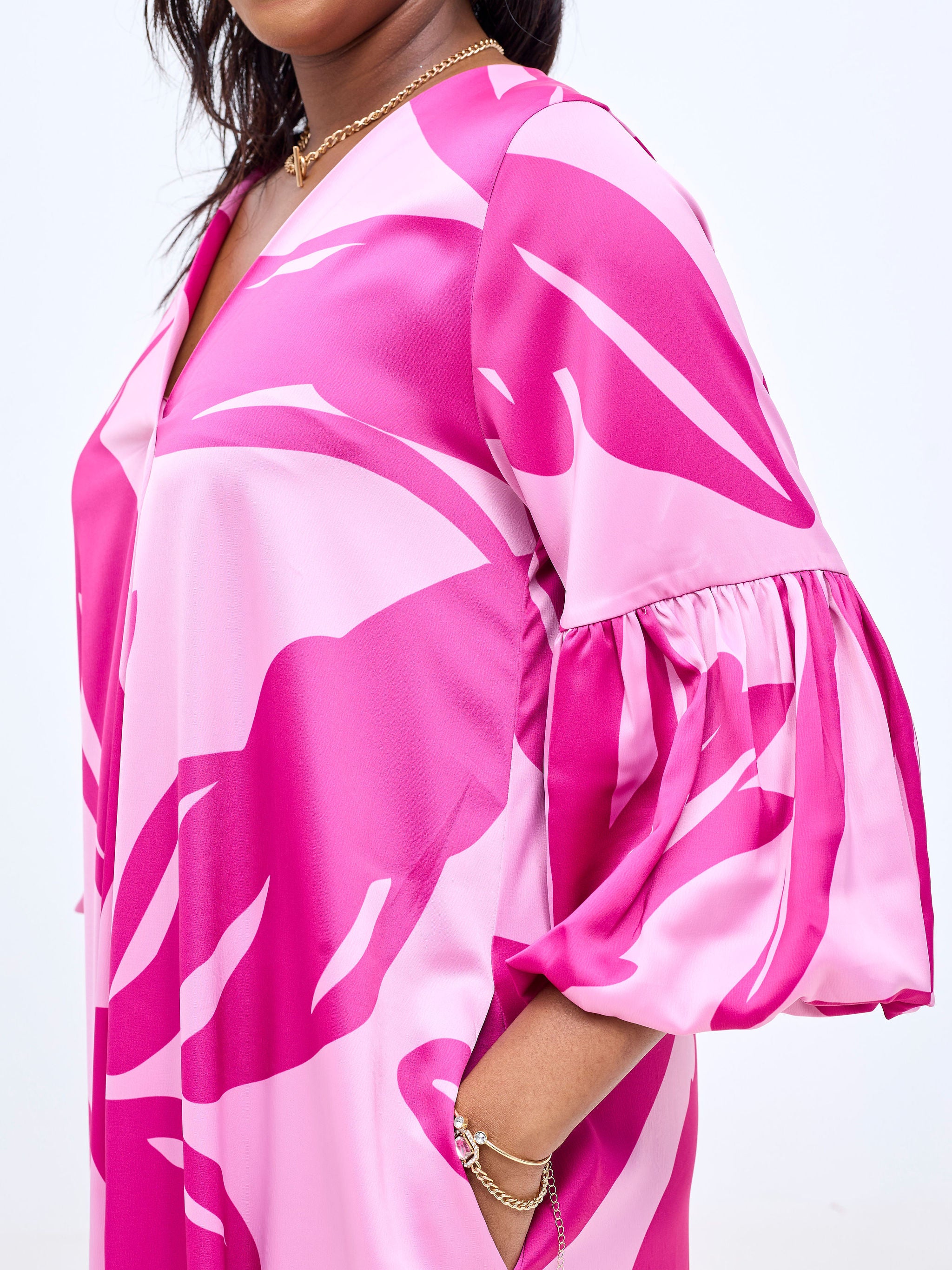 Vivo Hanabi Tent Maxi Dress - Rose Pink / Fuschia Lia Print