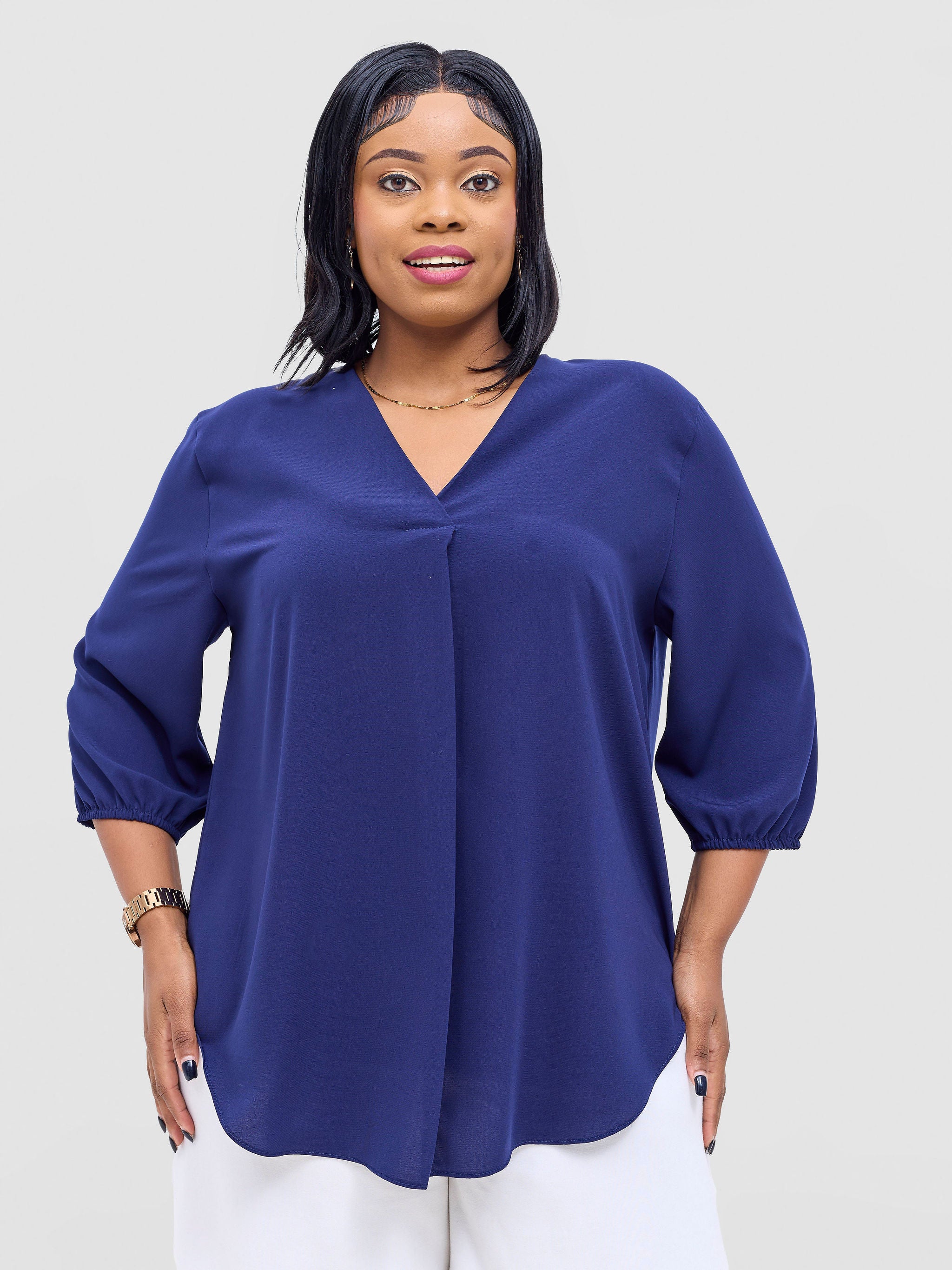 Vivo Dua 3/4 Sleeved V Neck Shirt - Dak Navy