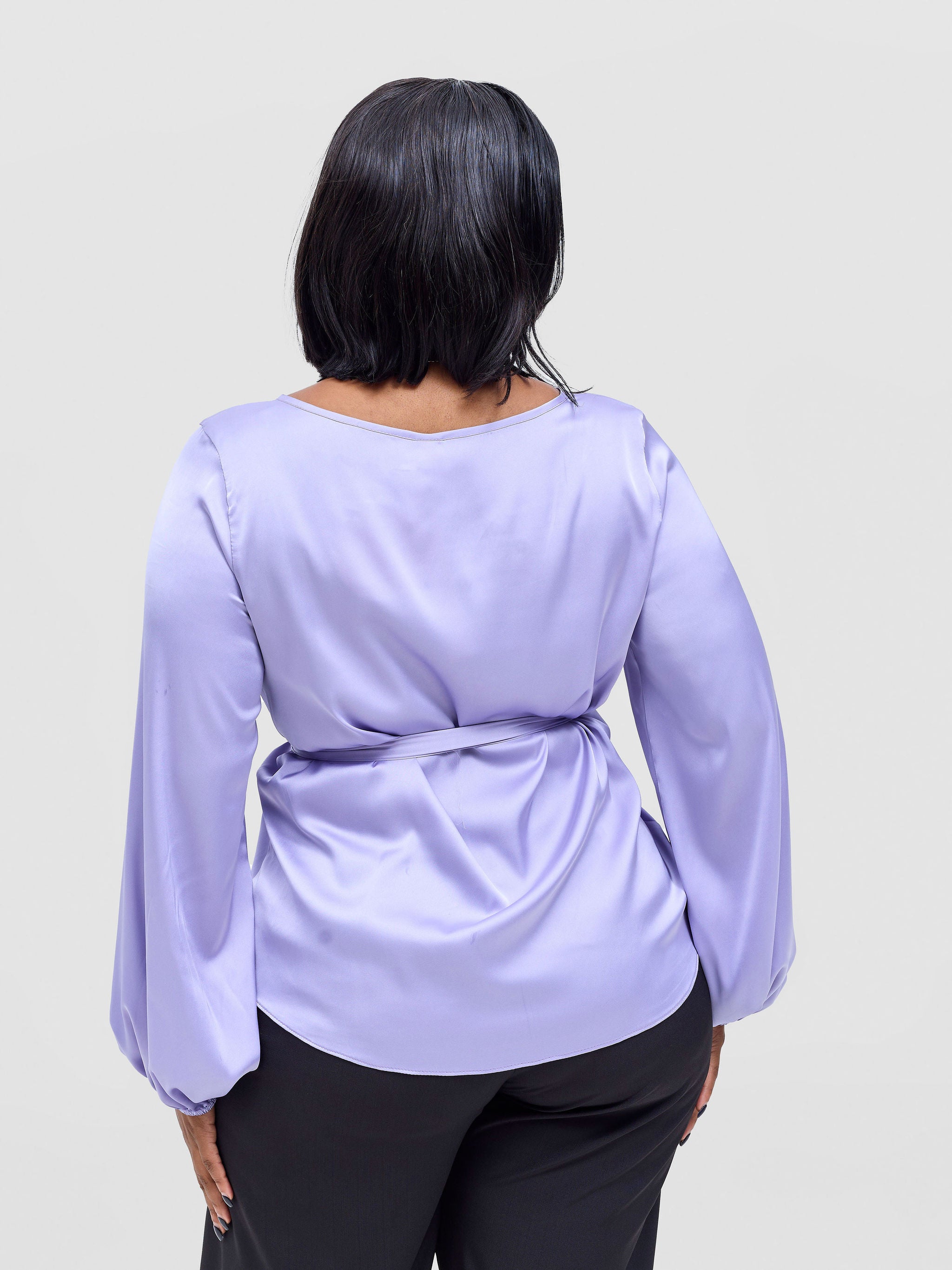 Vivo Basic Satin Bishop Sleeved Top - Lilac