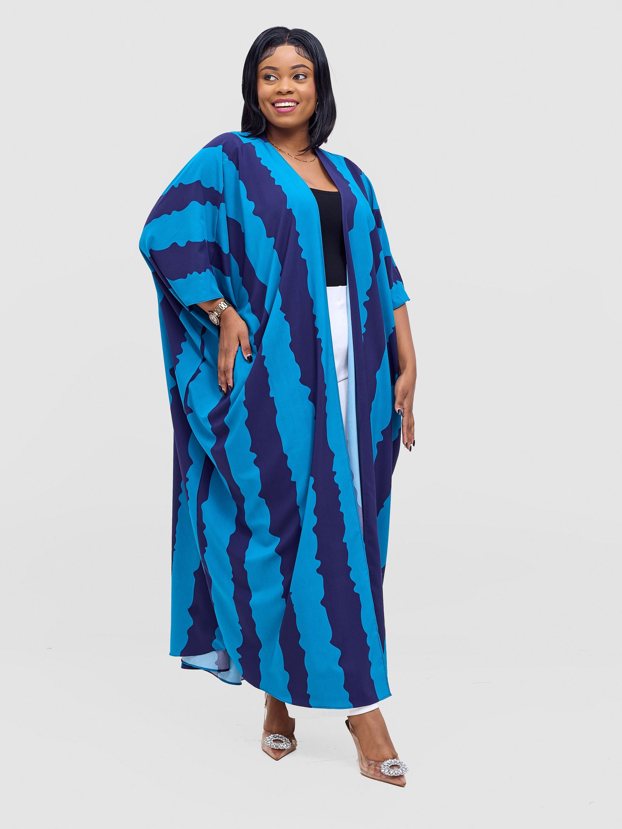 Vivo Ayla Maxi Kimono - Navy / Teal Yla Print