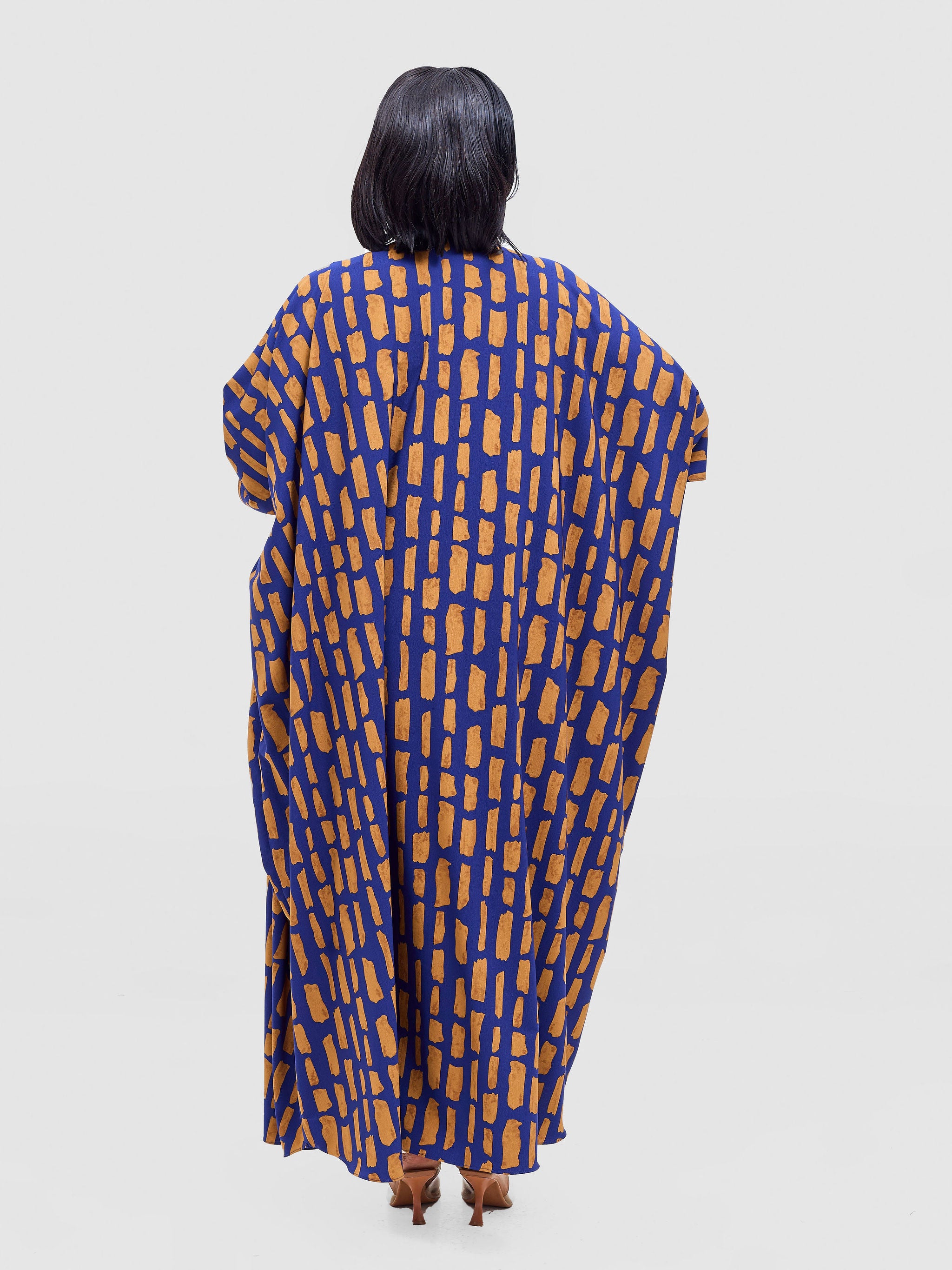 Vivo Ayla Maxi Kimono - Navy / Brown Alya Print