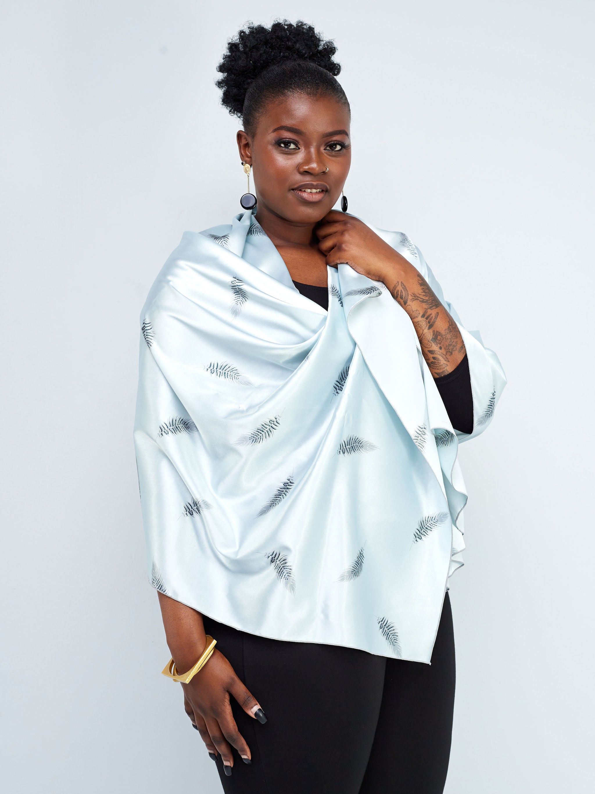 Vivo Basic Satin Scarf - Light Mint / Green Floral Print