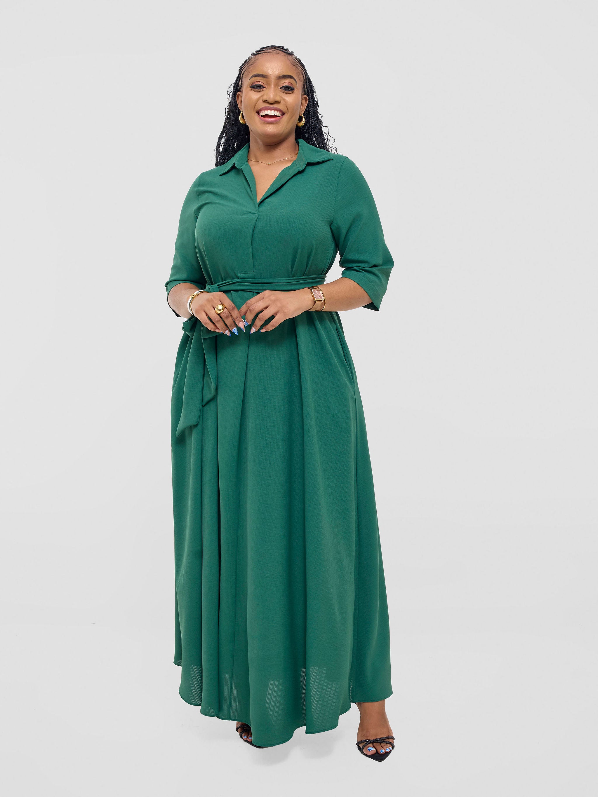 Vivo Yumi Maxi Shirt Dress - Green