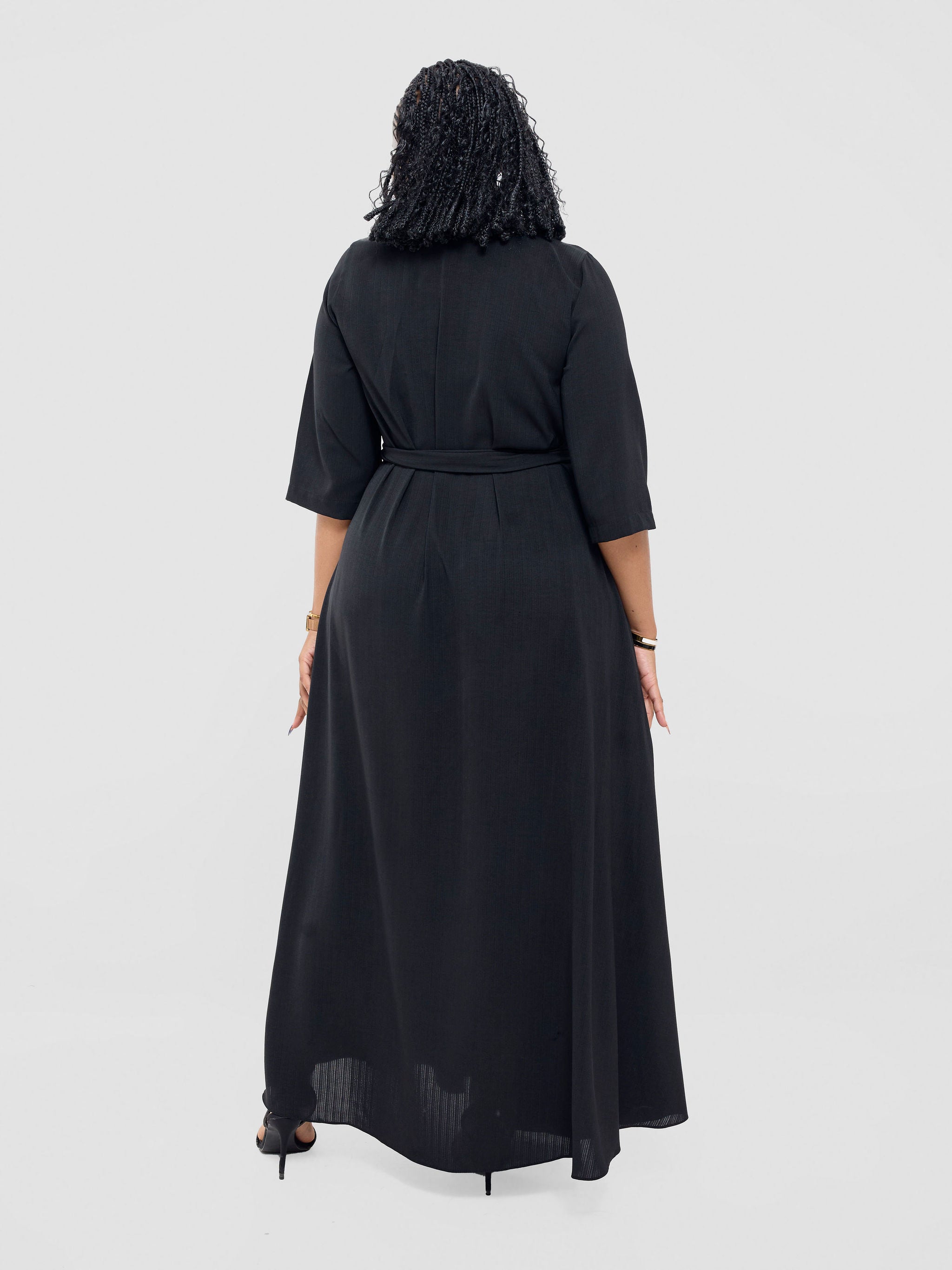 Vivo Yumi Maxi Shirt Dress - Black (cotton)