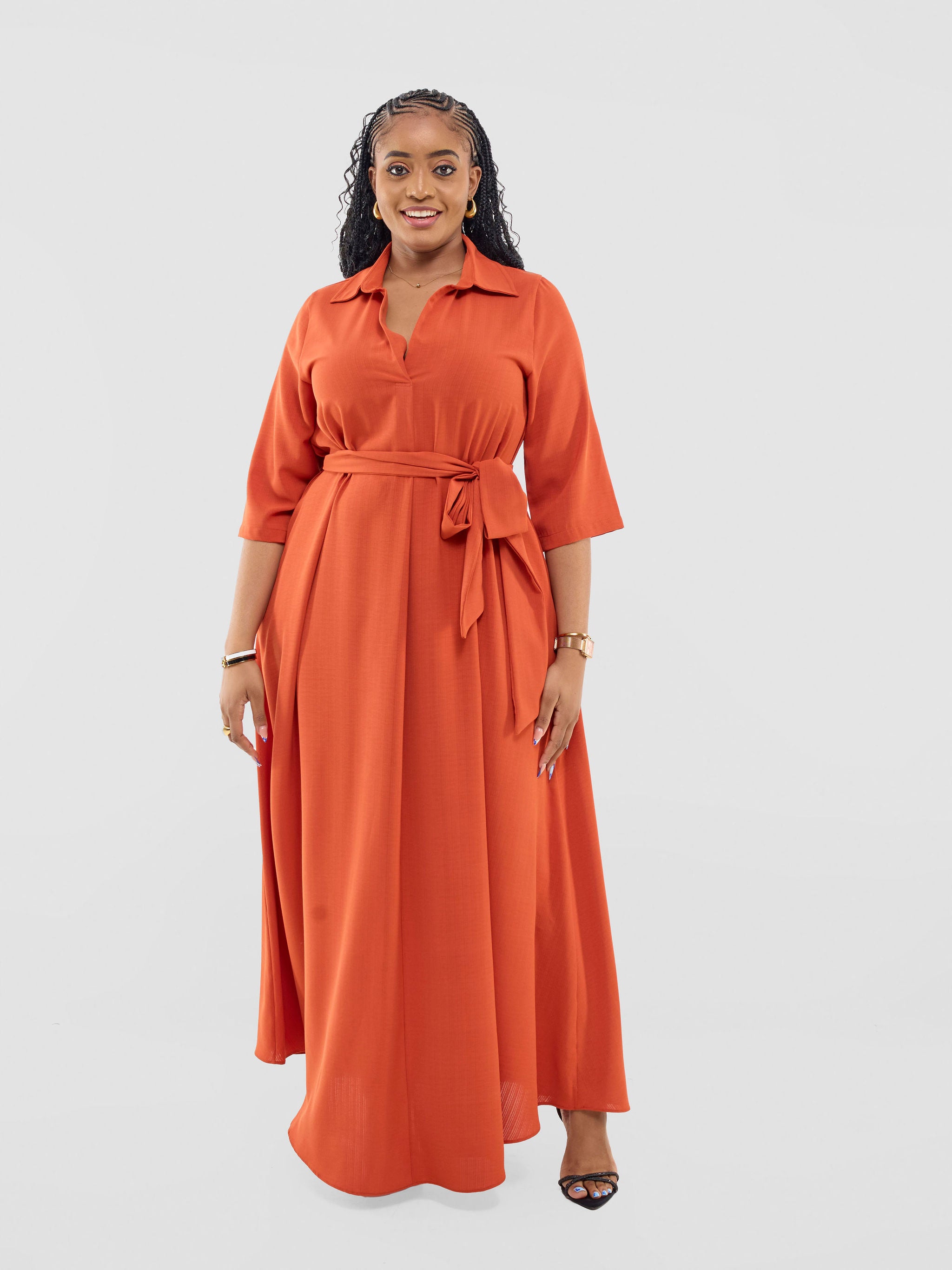 Vivo Yumi Maxi Shirt Dress - Dark Rust
