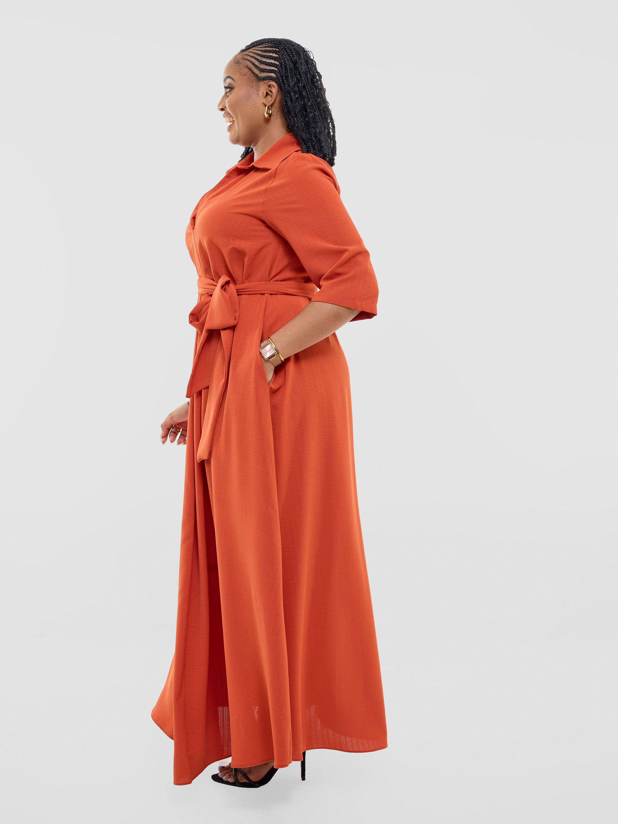 Vivo Yumi Maxi Shirt Dress - Dark Rust
