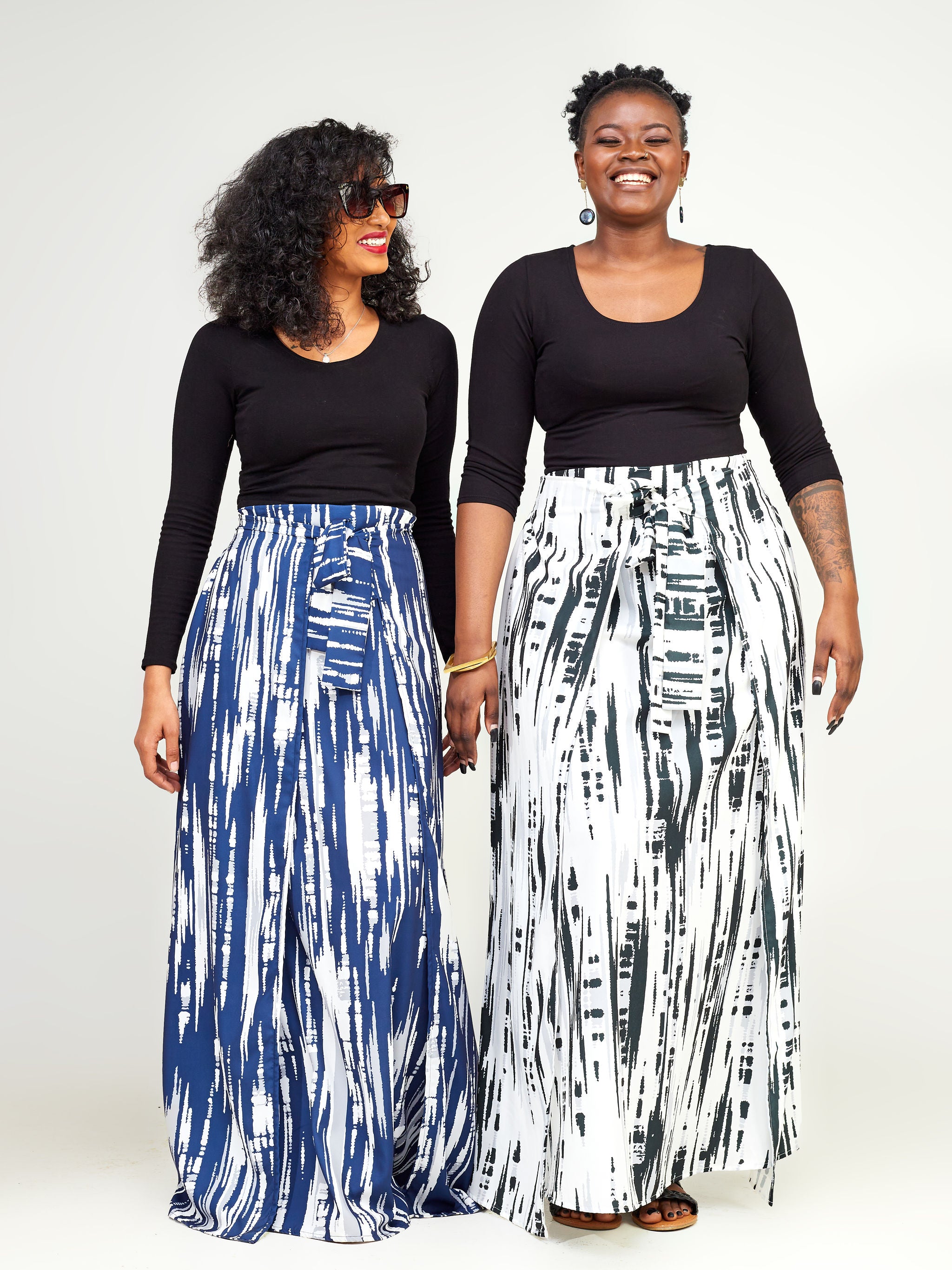 Vivo Wastani Panelled Maxi Skirt - Black / Grey Abstract Print