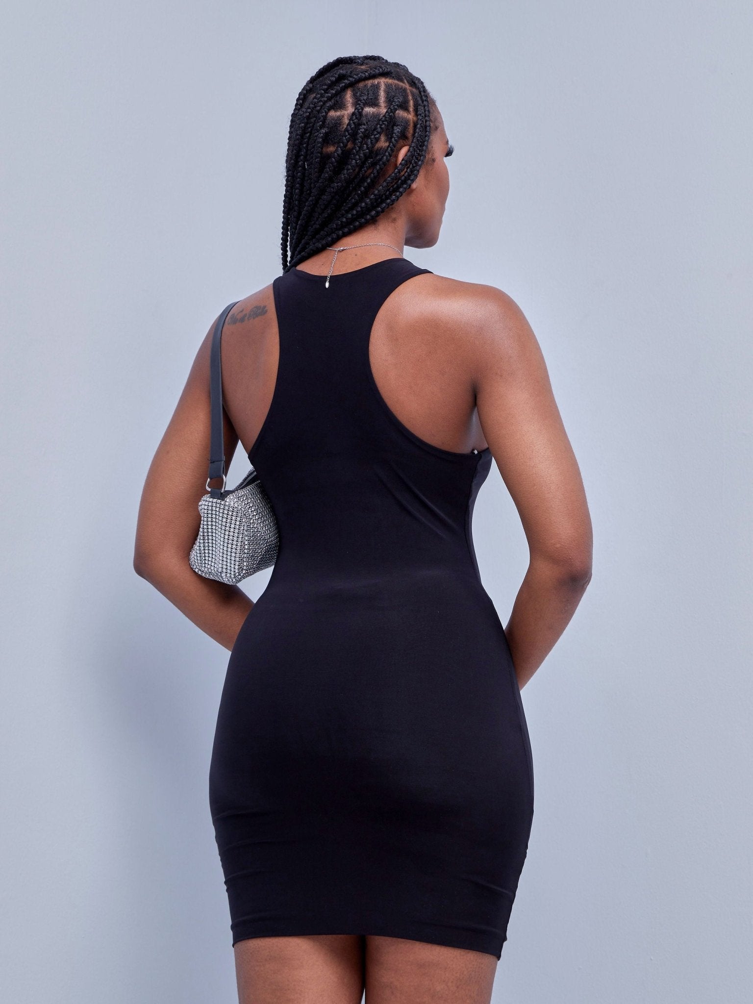 Popular 21 Racer Front & Back Mini Dress - Black - Shopzetu
