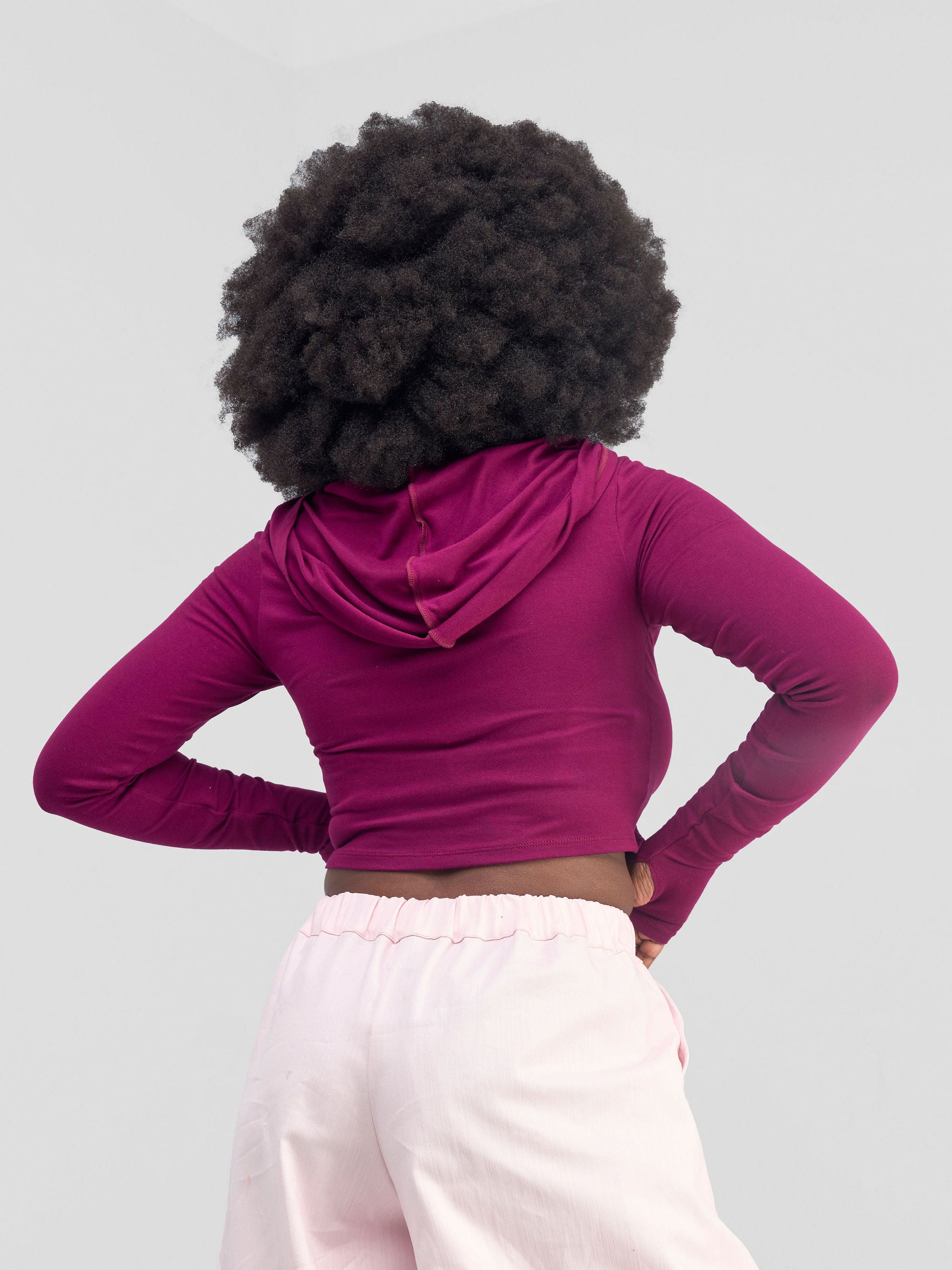 Zoya Banda Crop Hoodie - Burgundy