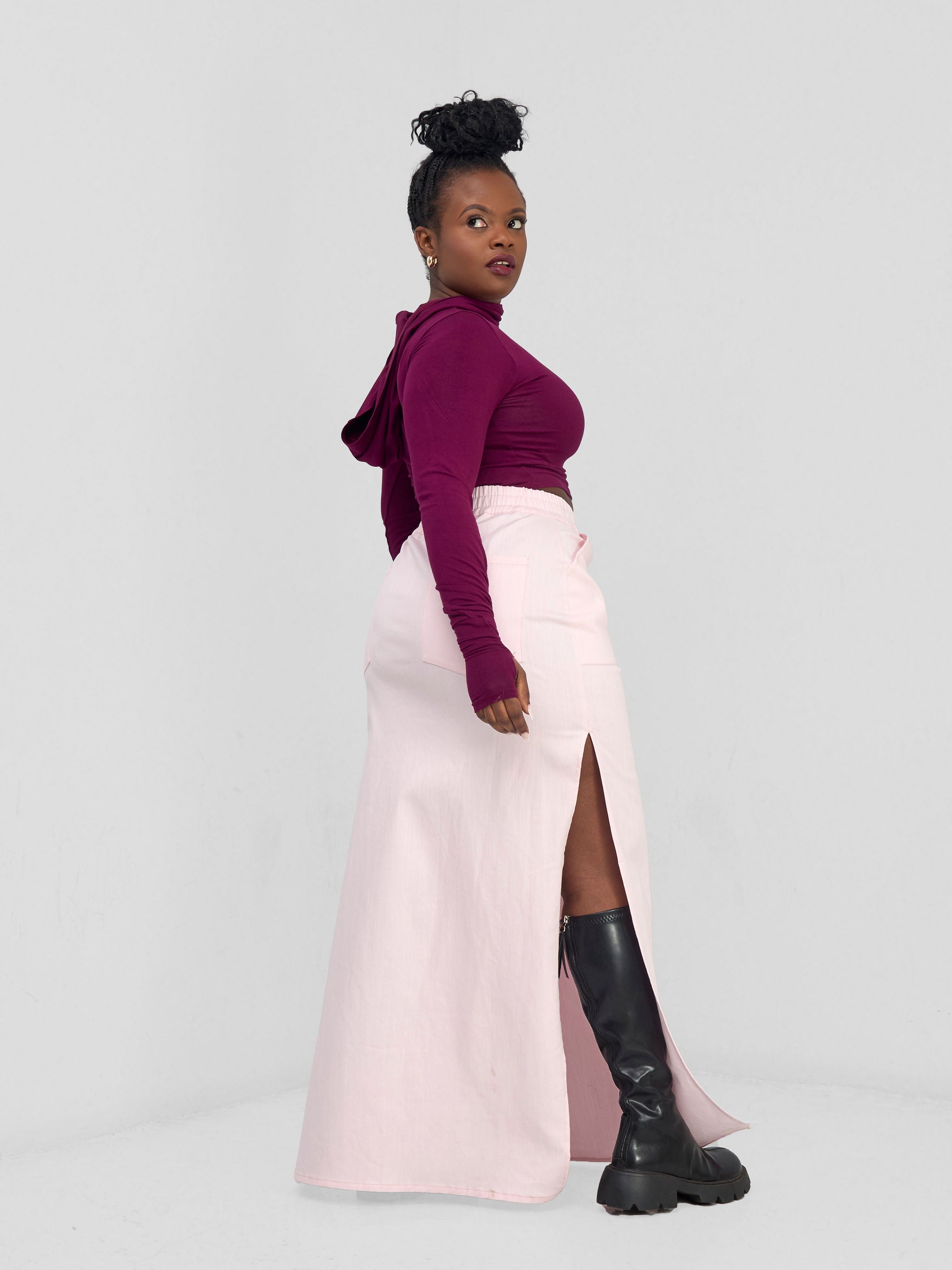 Zoya Banda High Slit Maxi Skirt - Pink