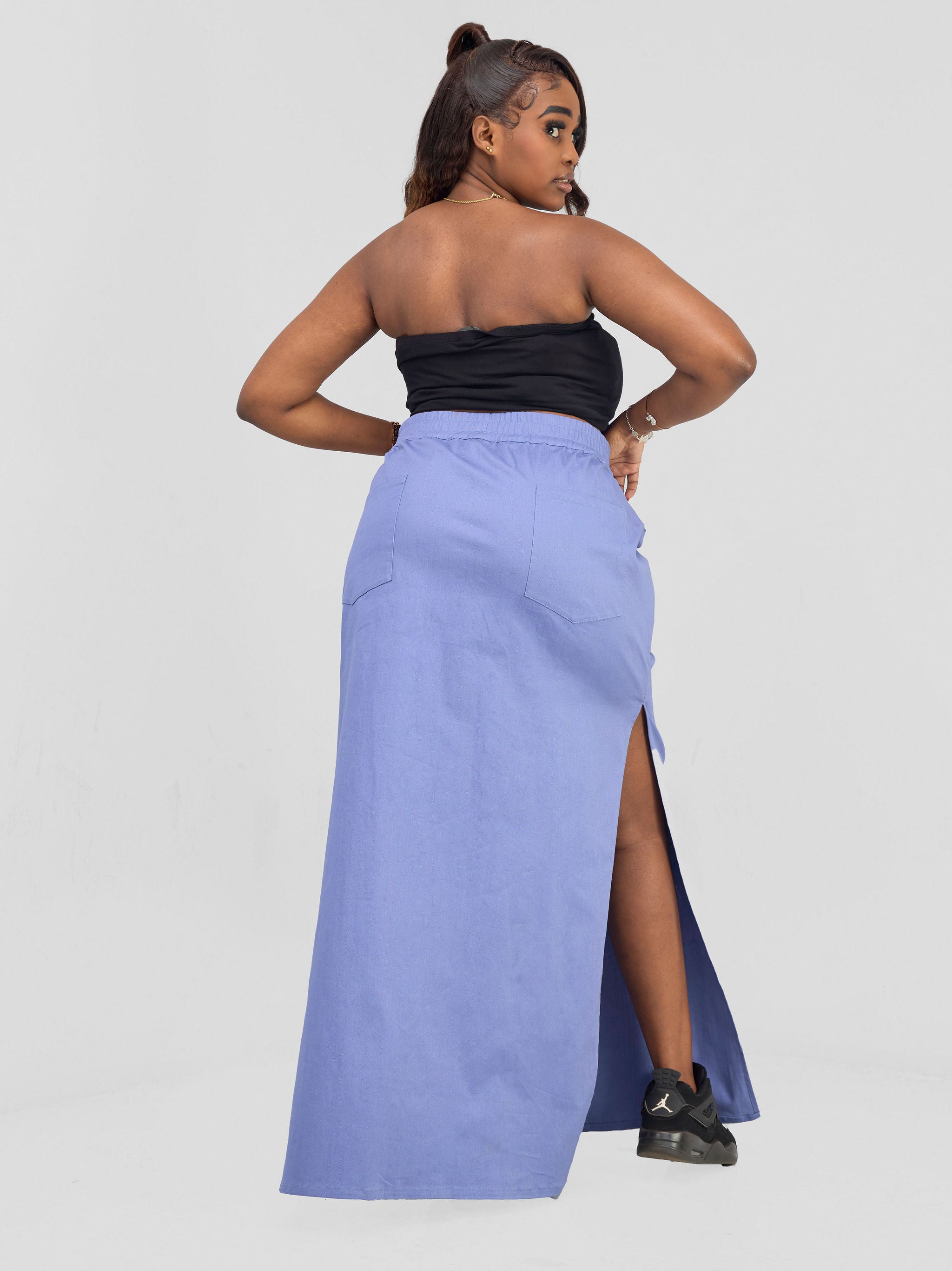 Zoya Banda High Slit Maxi Skirt - Blue