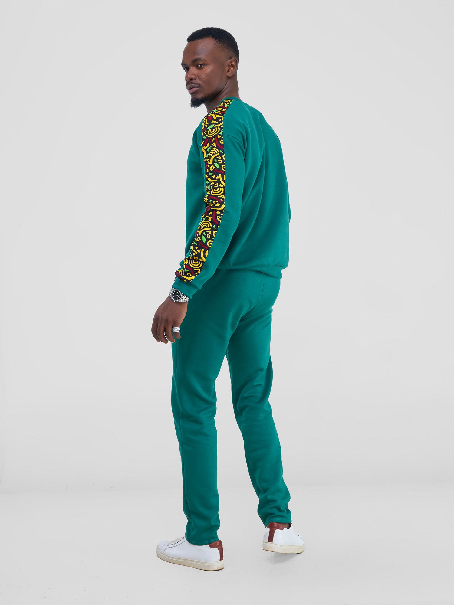 Safari Kitenge Men's Sweat Pants - Teal/ Tafo Print