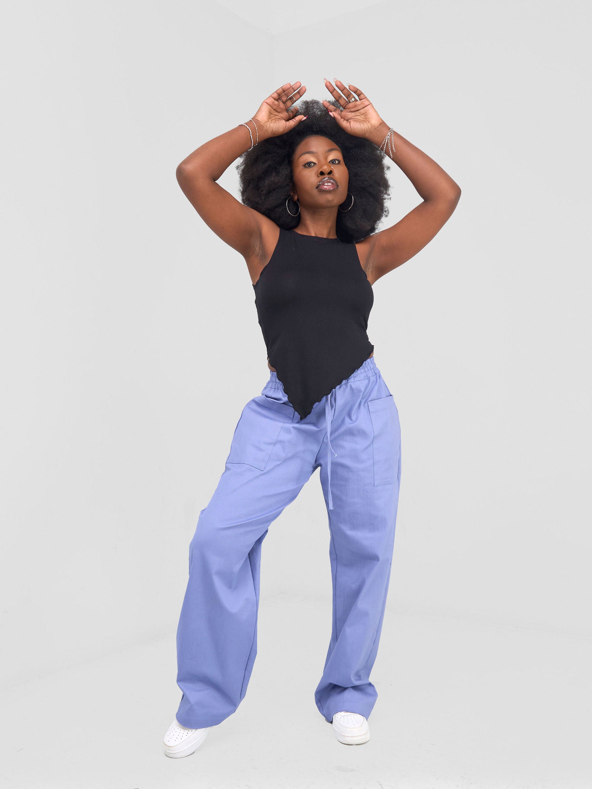 Zoya Banda Halter Neck Assymetrical Crop Top - Black