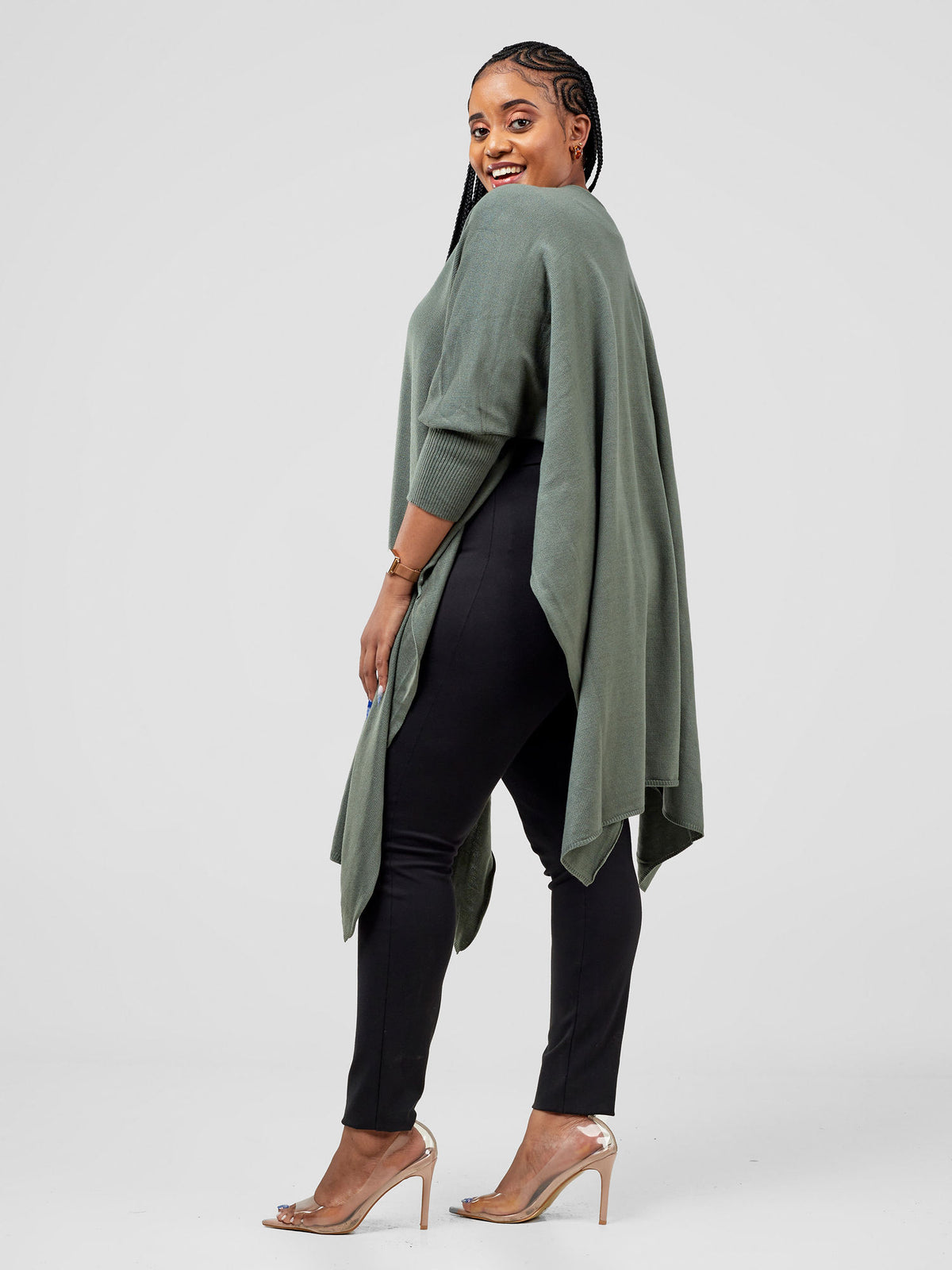 Vivo Reversible Printed Poncho - Teal / Black  Bustani Print