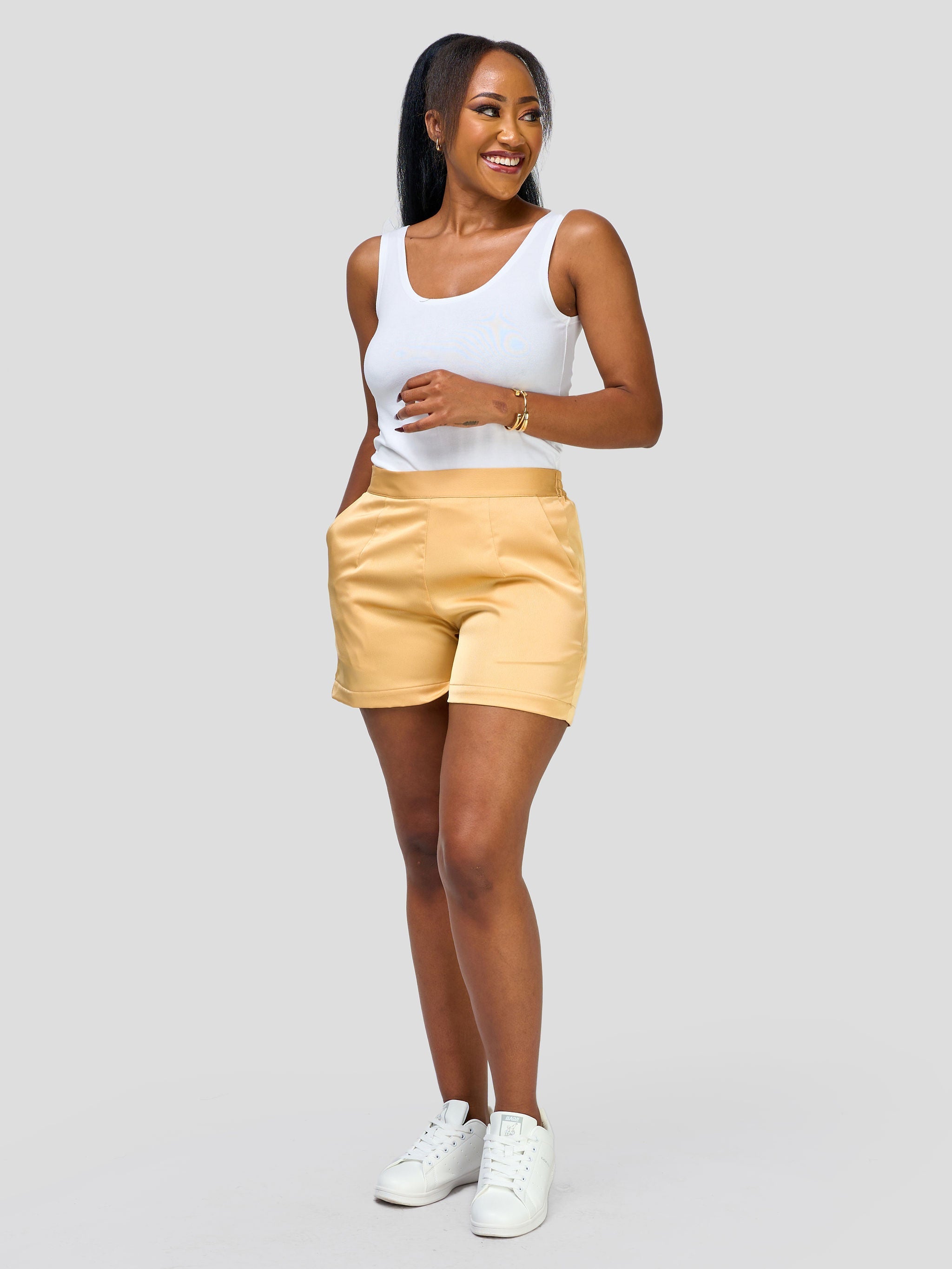Vivo Nimali Satin Shorts - Gold