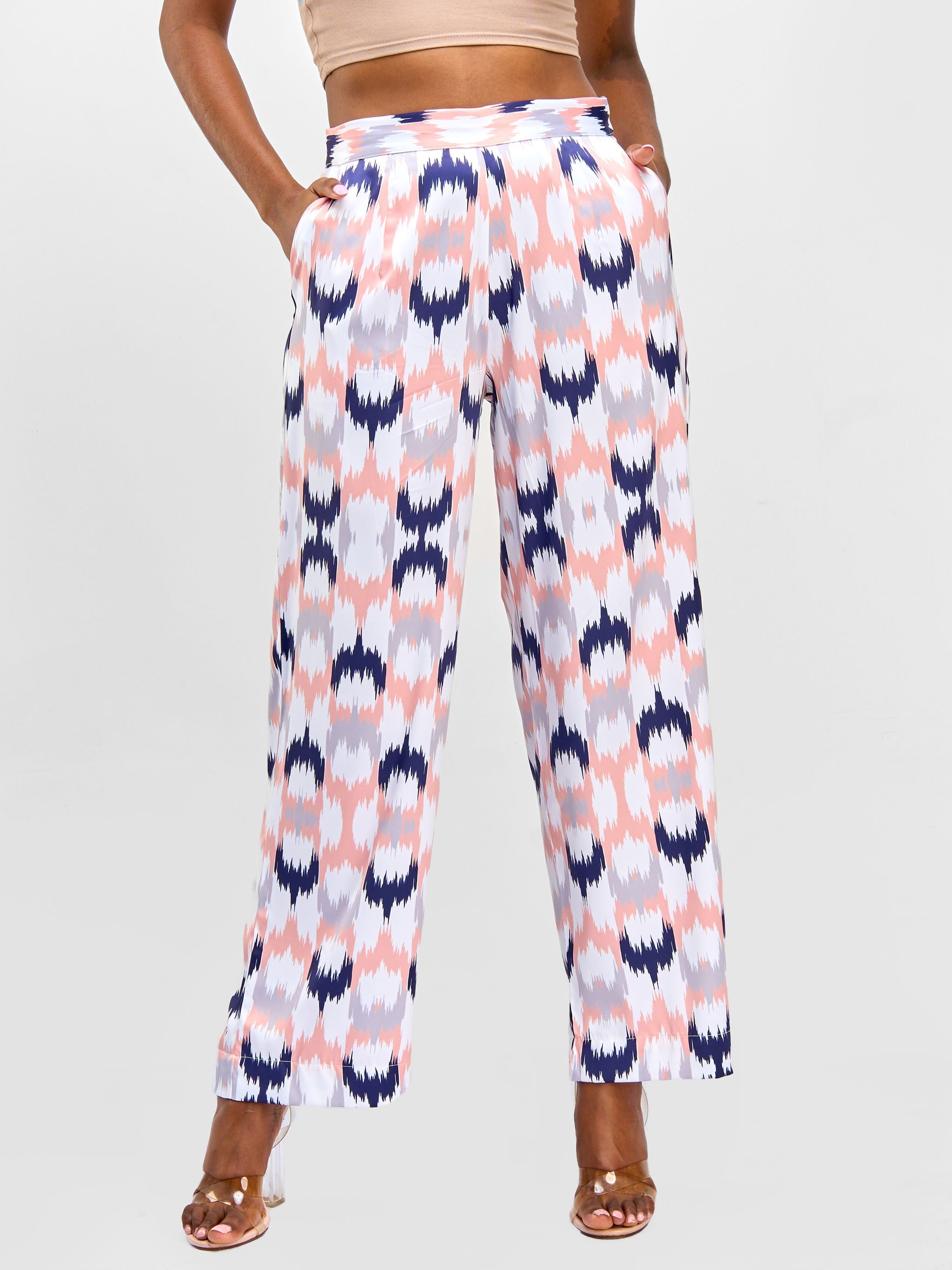 Vivo Nimali Satin Wide-Leg Pants - Dahlia