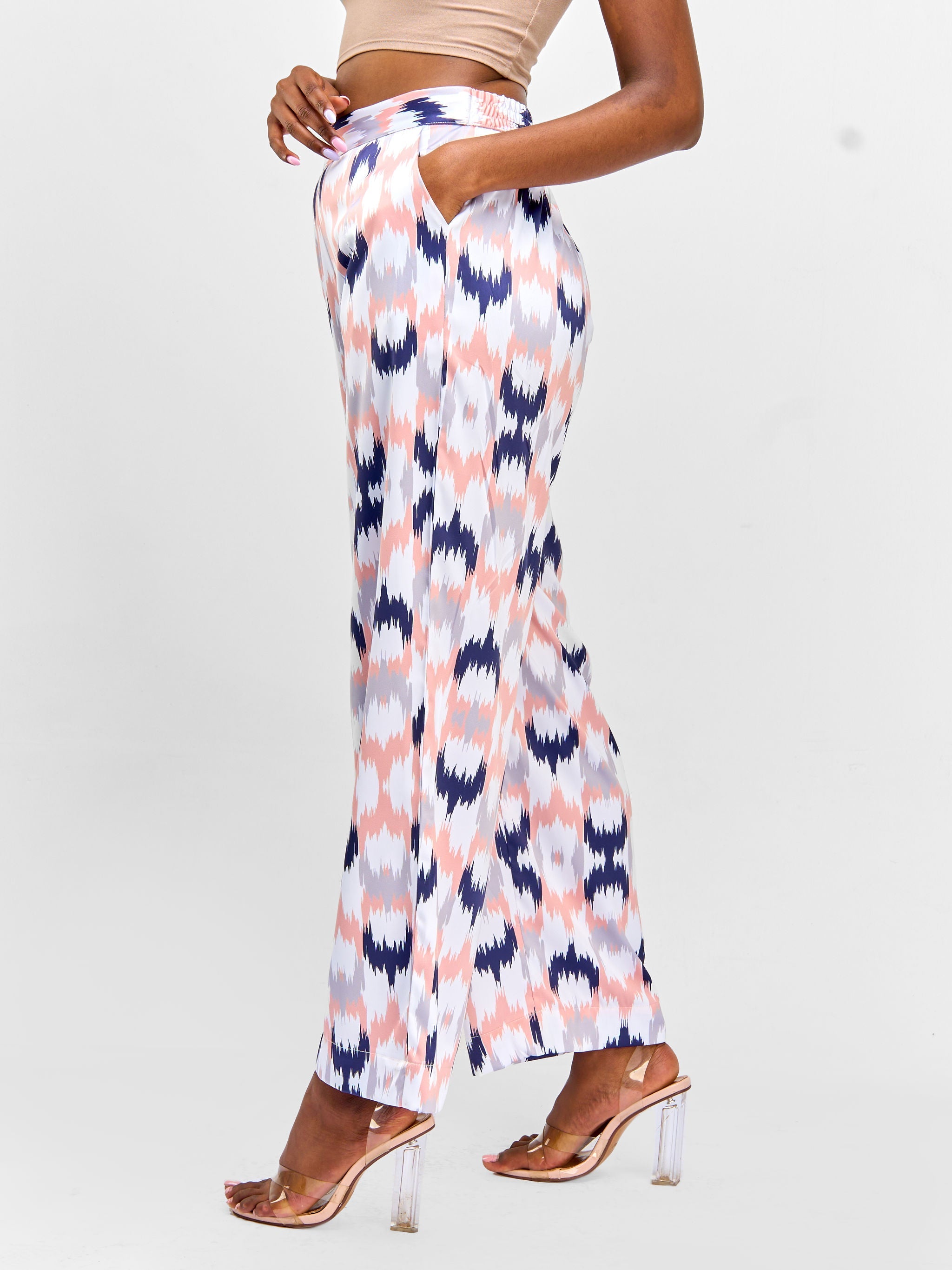 Vivo Nimali Satin Wide-Leg Pants - Dahlia