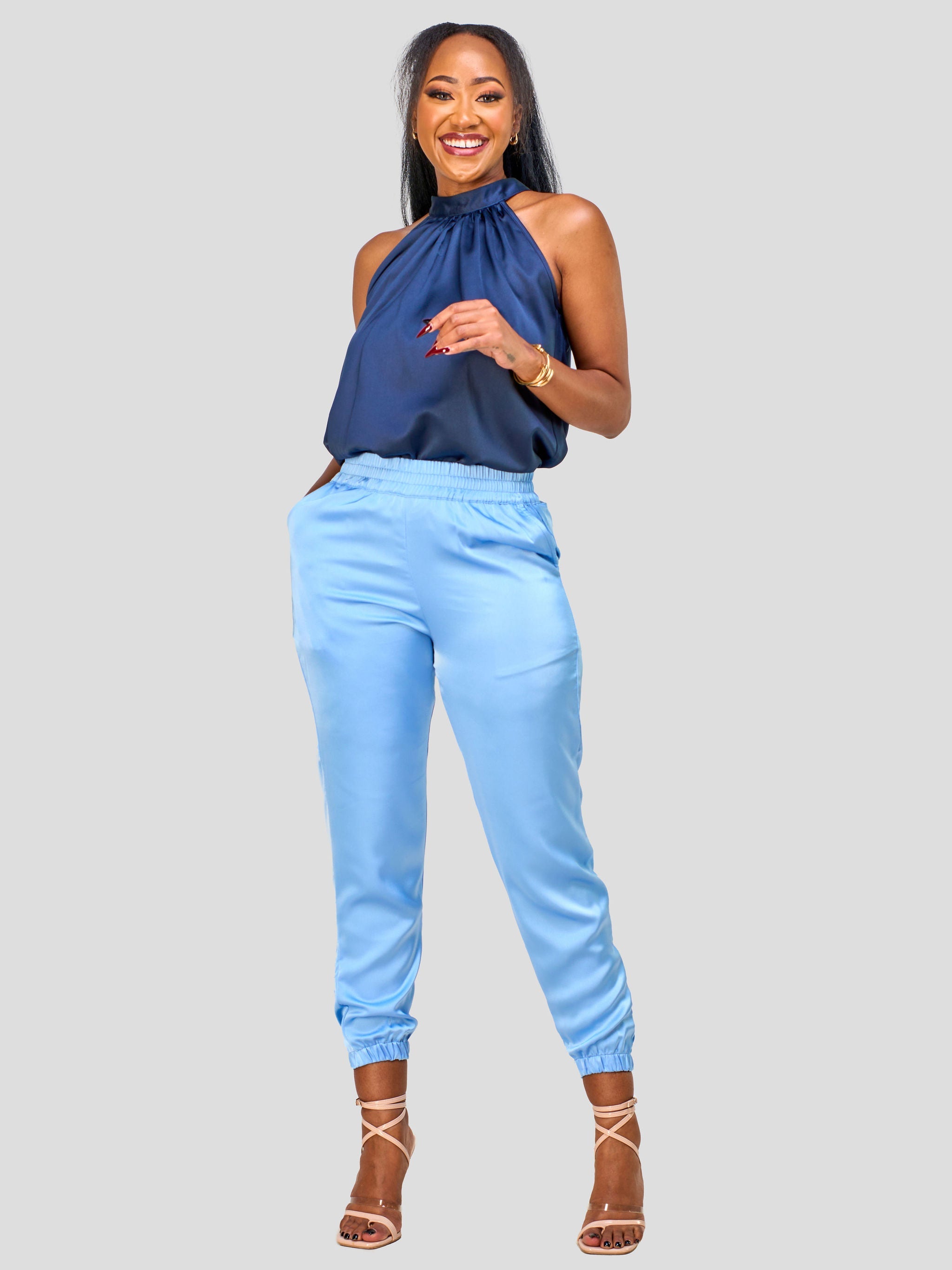 Vivo Nimali Satin Joggers - Blue