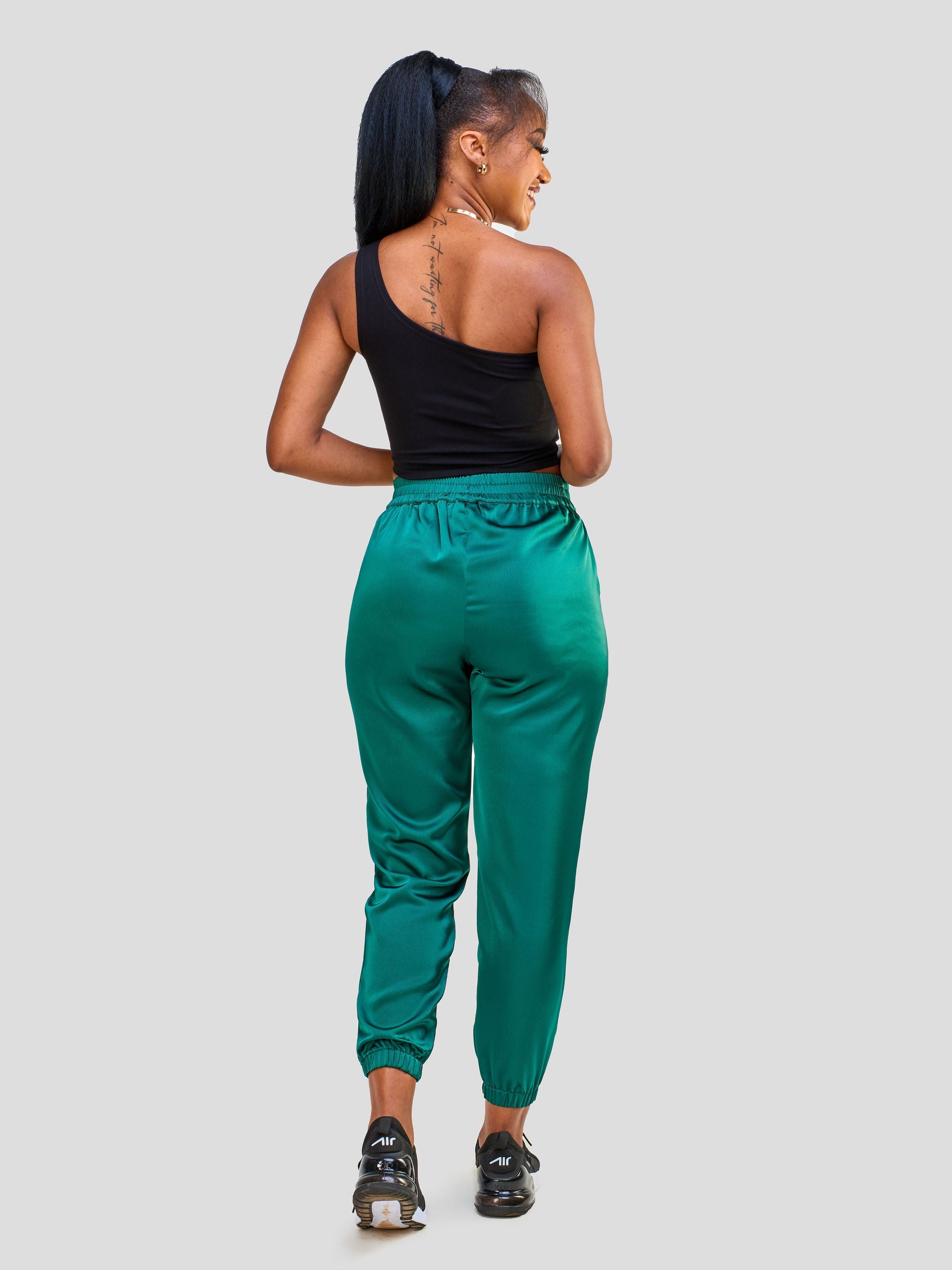 Vivo Nimali Satin Joggers - Dark Green
