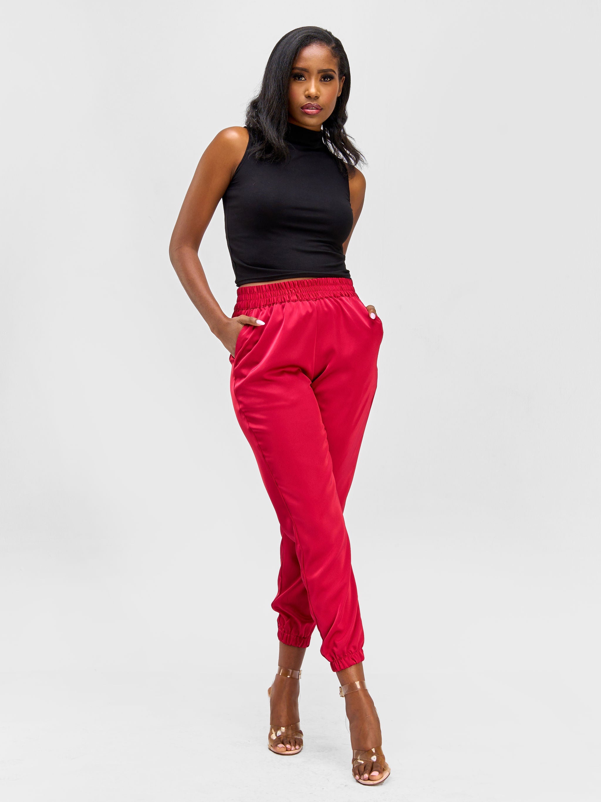 Vivo Nimali Satin Joggers - Red