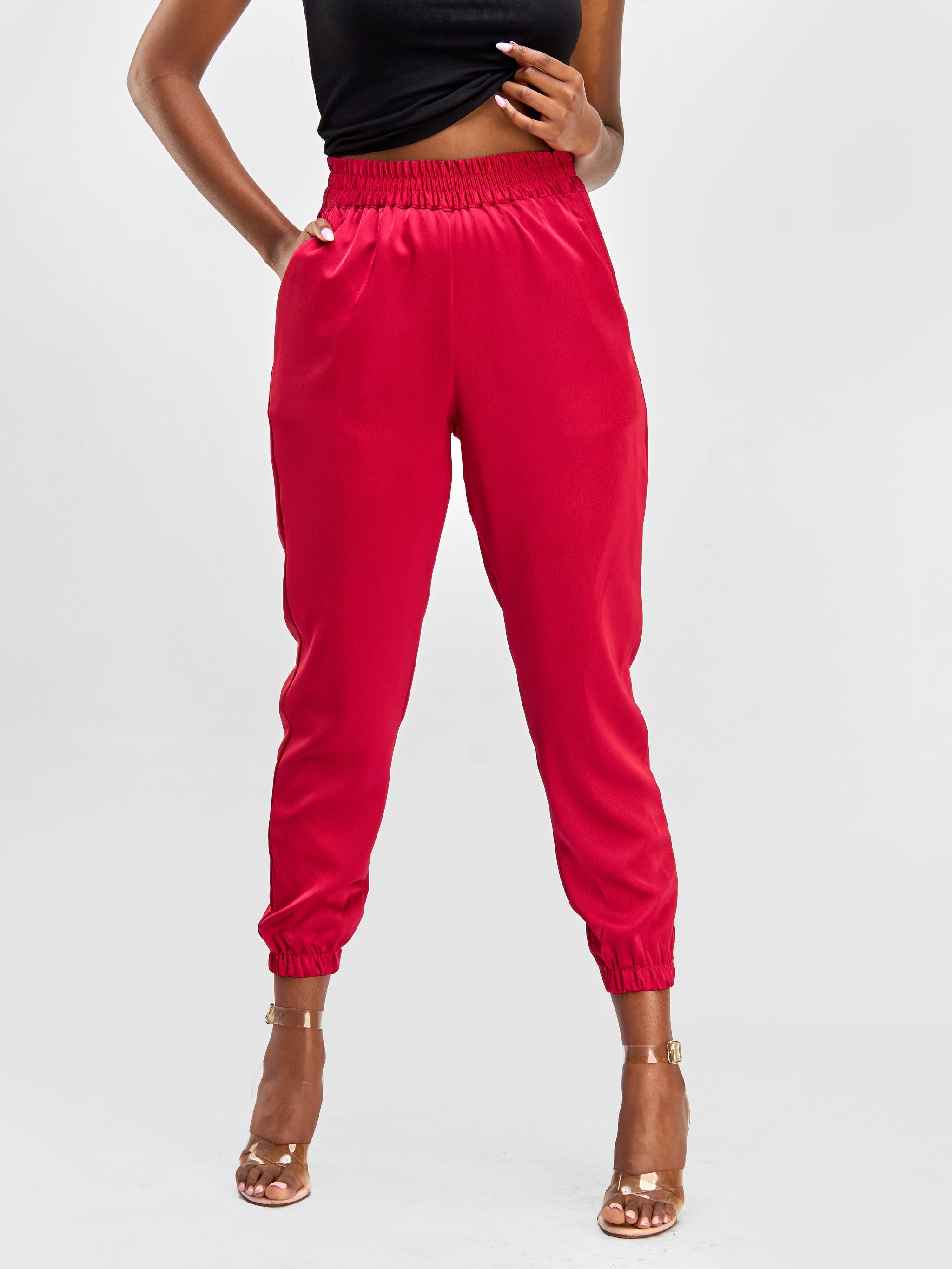 Vivo Nimali Satin Joggers - Red