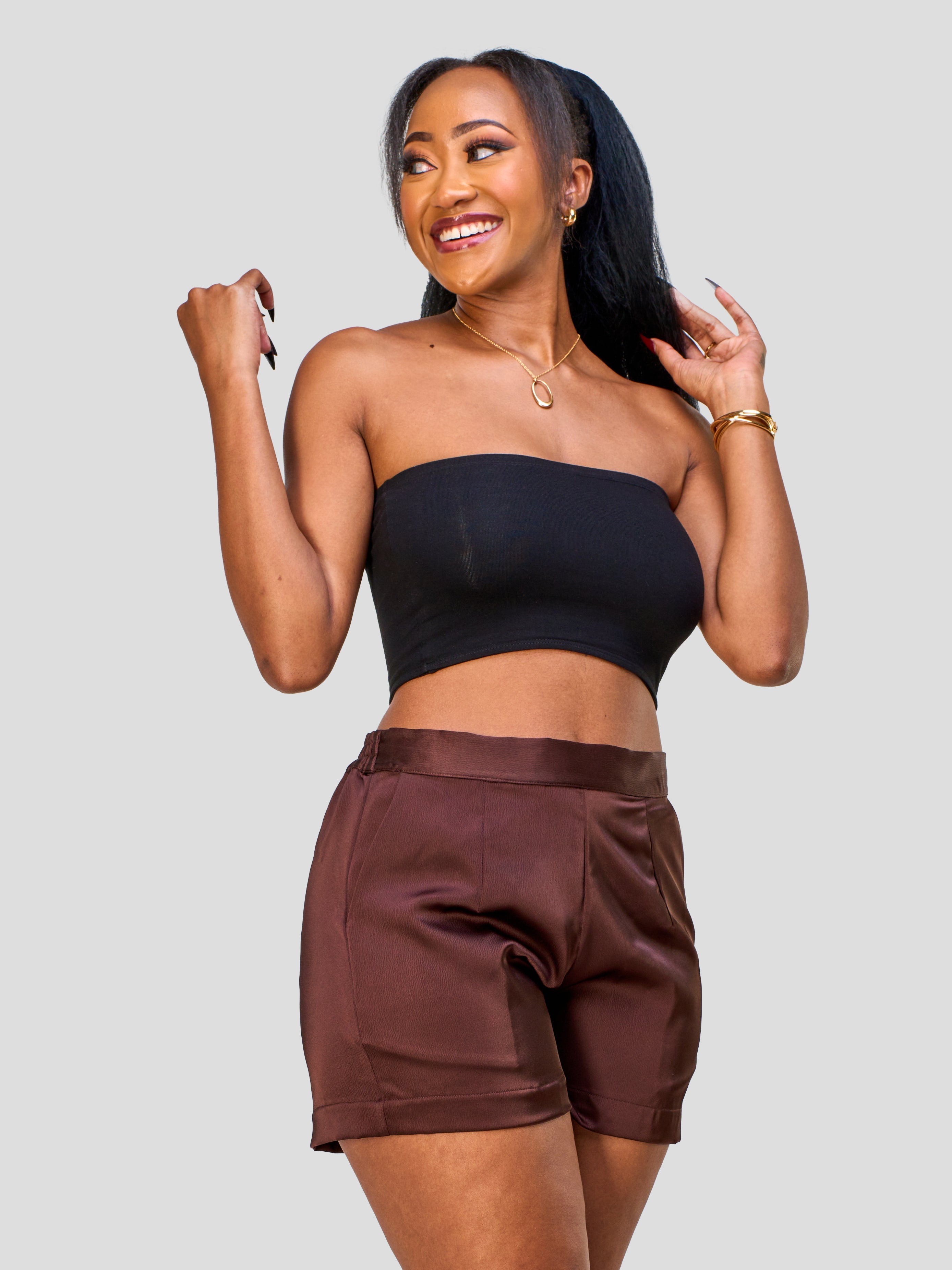 Vivo Nimali Satin Shorts - Brown