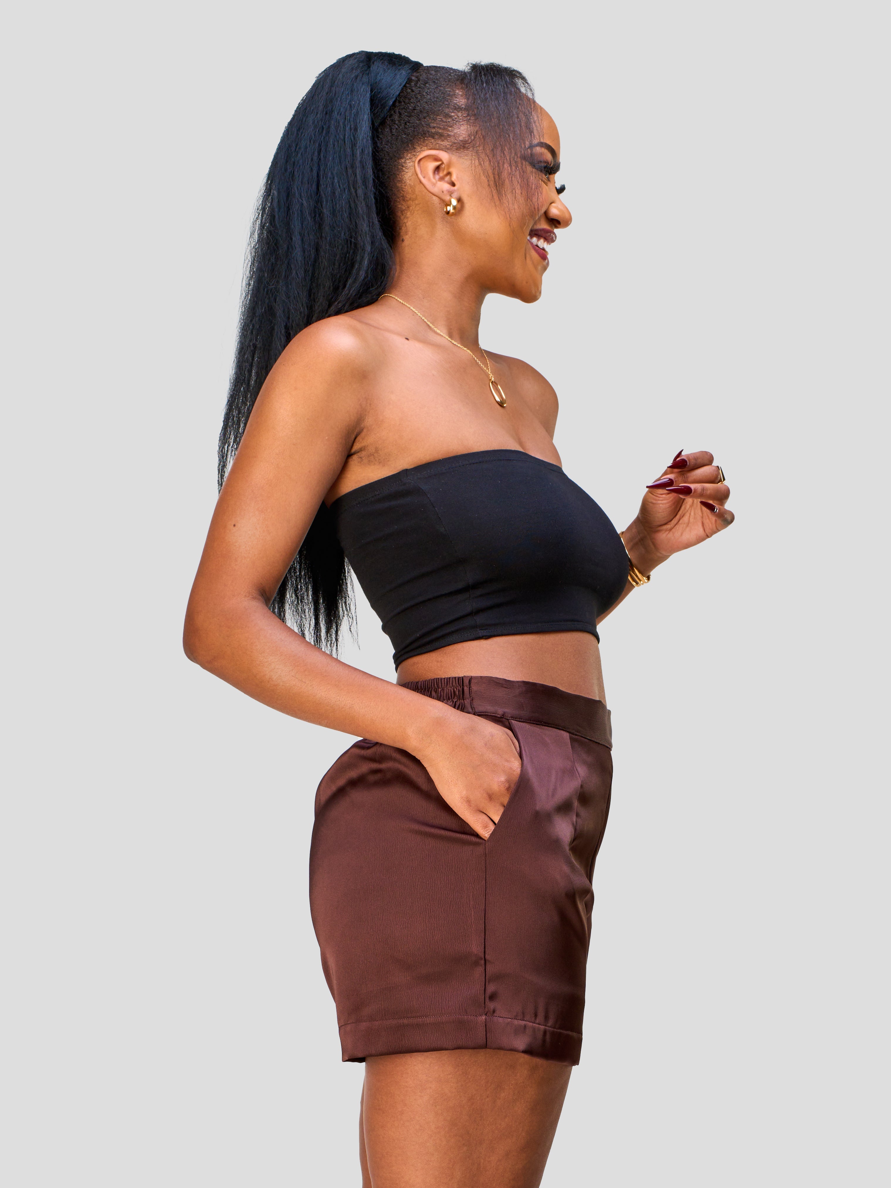 Vivo Nimali Satin Shorts - Brown