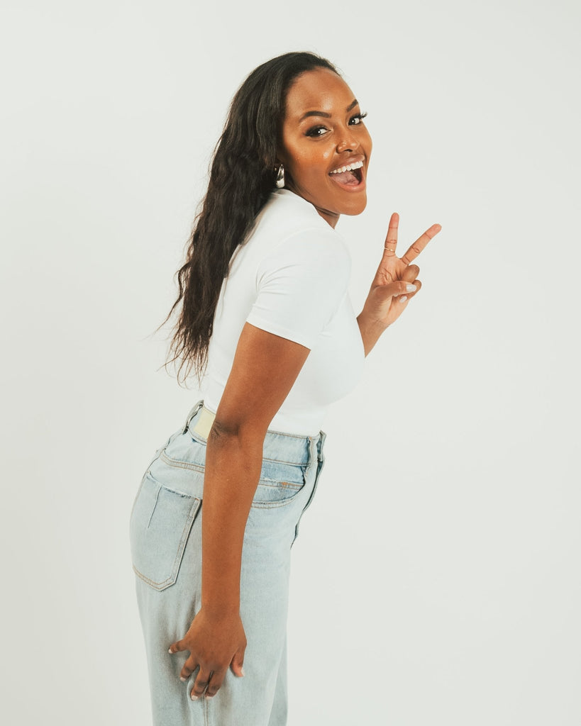 Vivo X This Is Essential Short Sleeve Bodysuit - White - Shopzetu