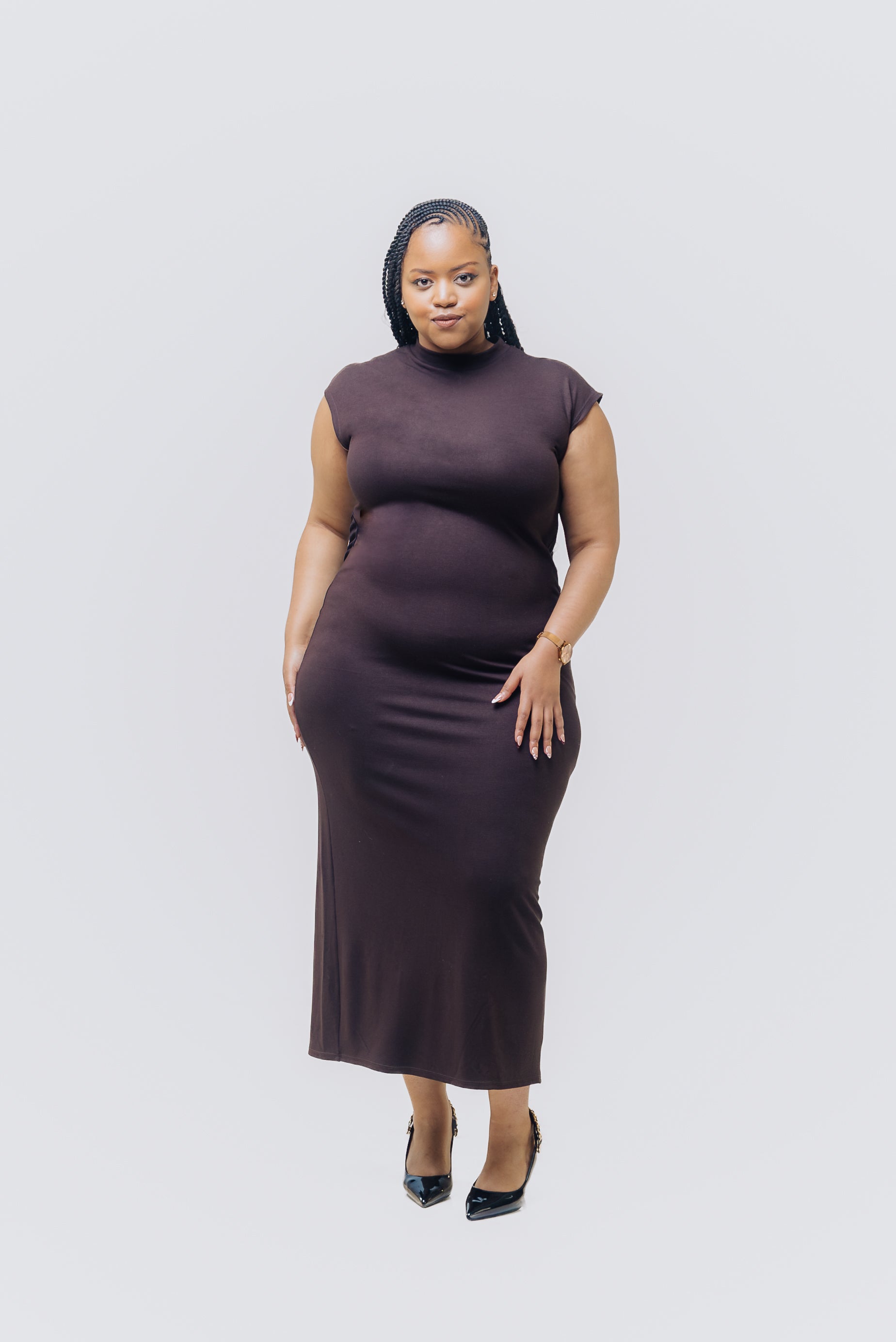 Vivo X This Is Essential Midi Dress - Chocolate