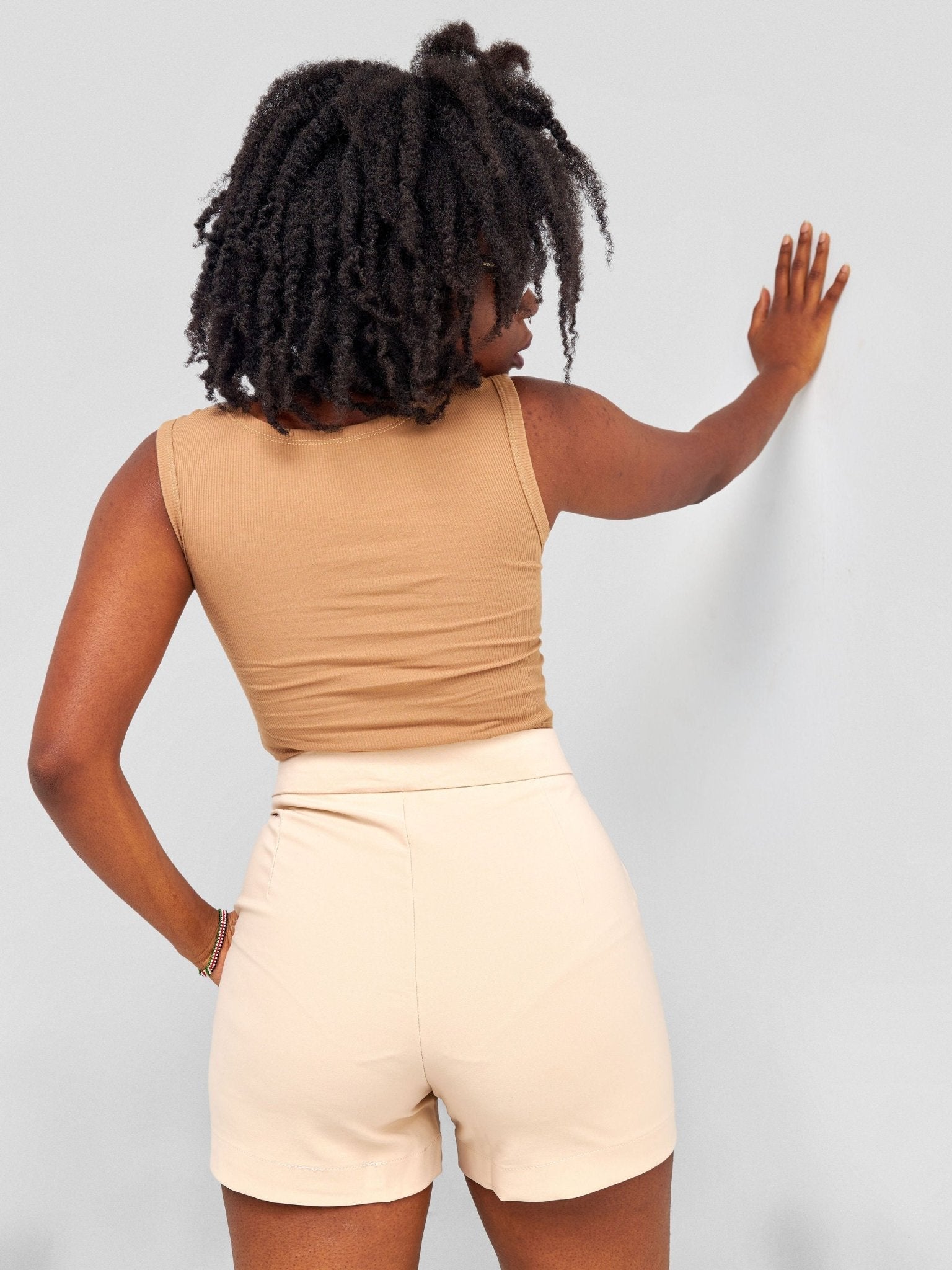 Lola Corset Style Sleeveless Top - Brown - Shopzetu